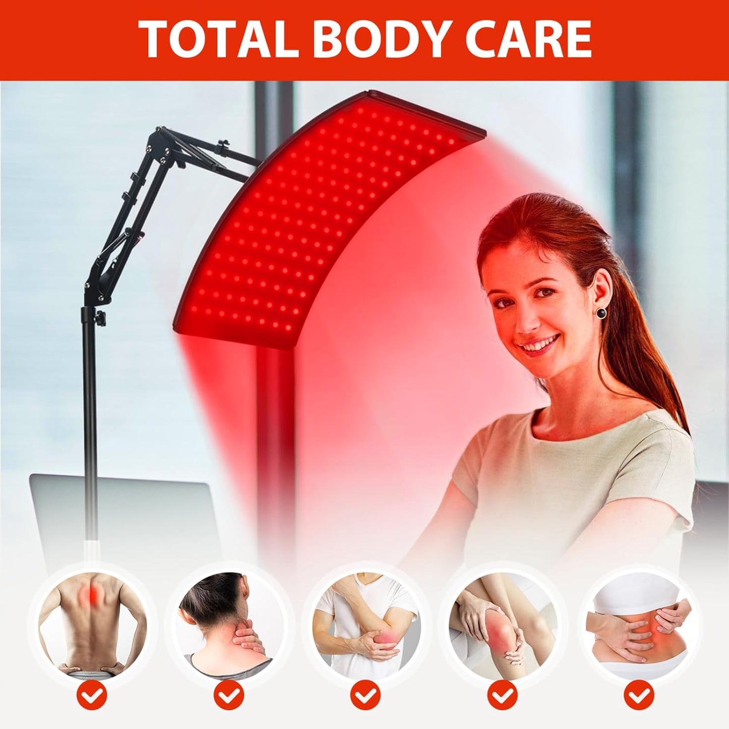 Dluxe Ave. Red Light Therapy for Body/ Adjustable Infrared Light Therapy Lamp with Stand
