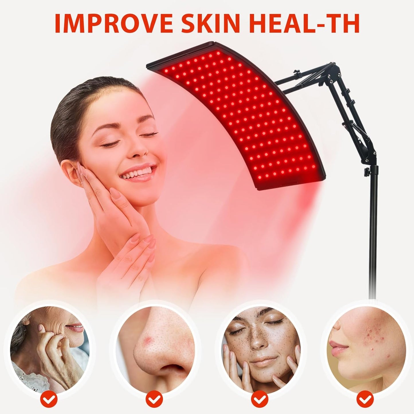 Dluxe Ave. Red Light Therapy for Body/ Adjustable Infrared Light Therapy Lamp with Stand