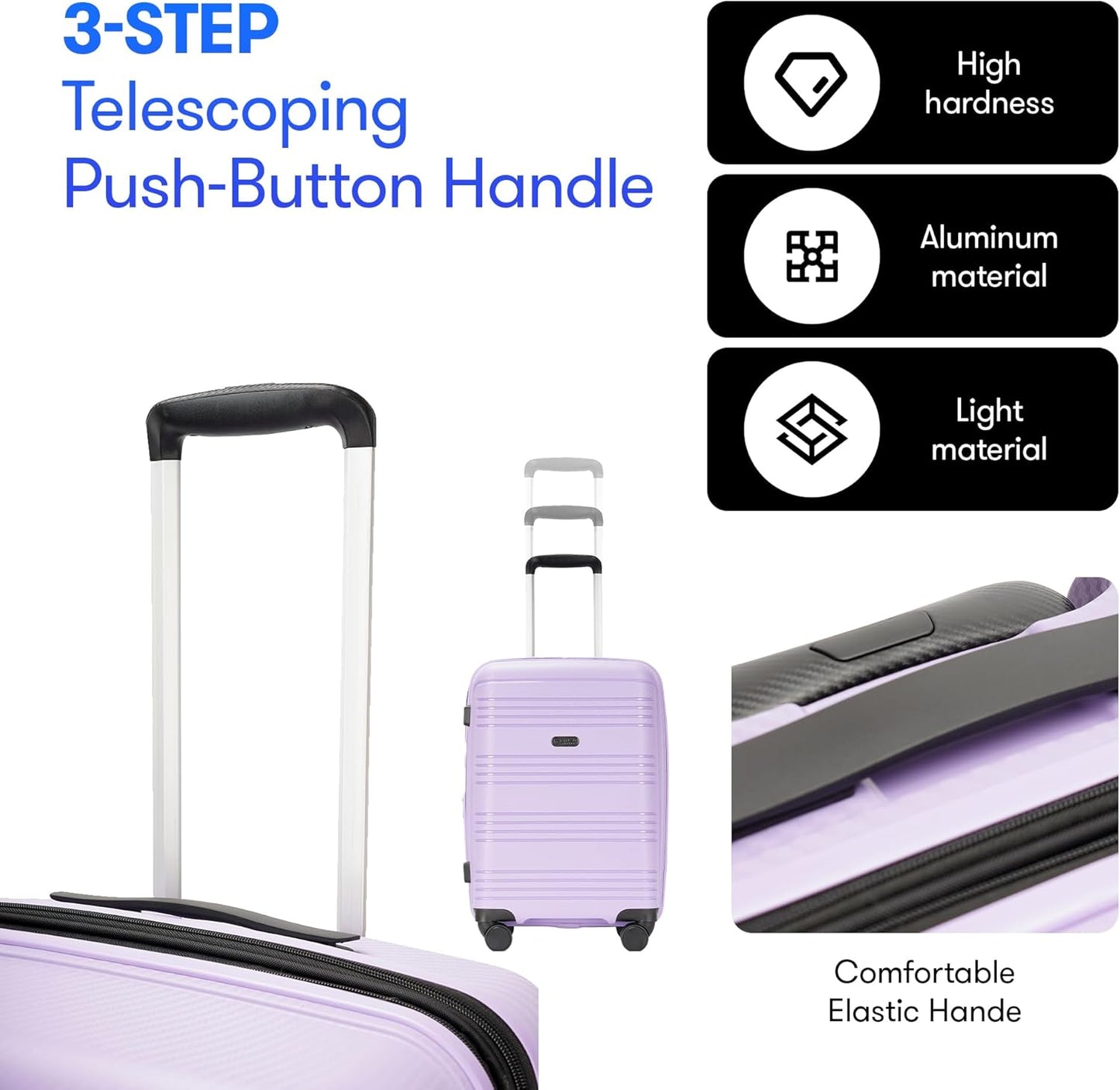Dluxe Ave. Luggage with Spinner Wheels/ PP Expandable Hard Shell/ Carry-On 20-Inch/  Purple