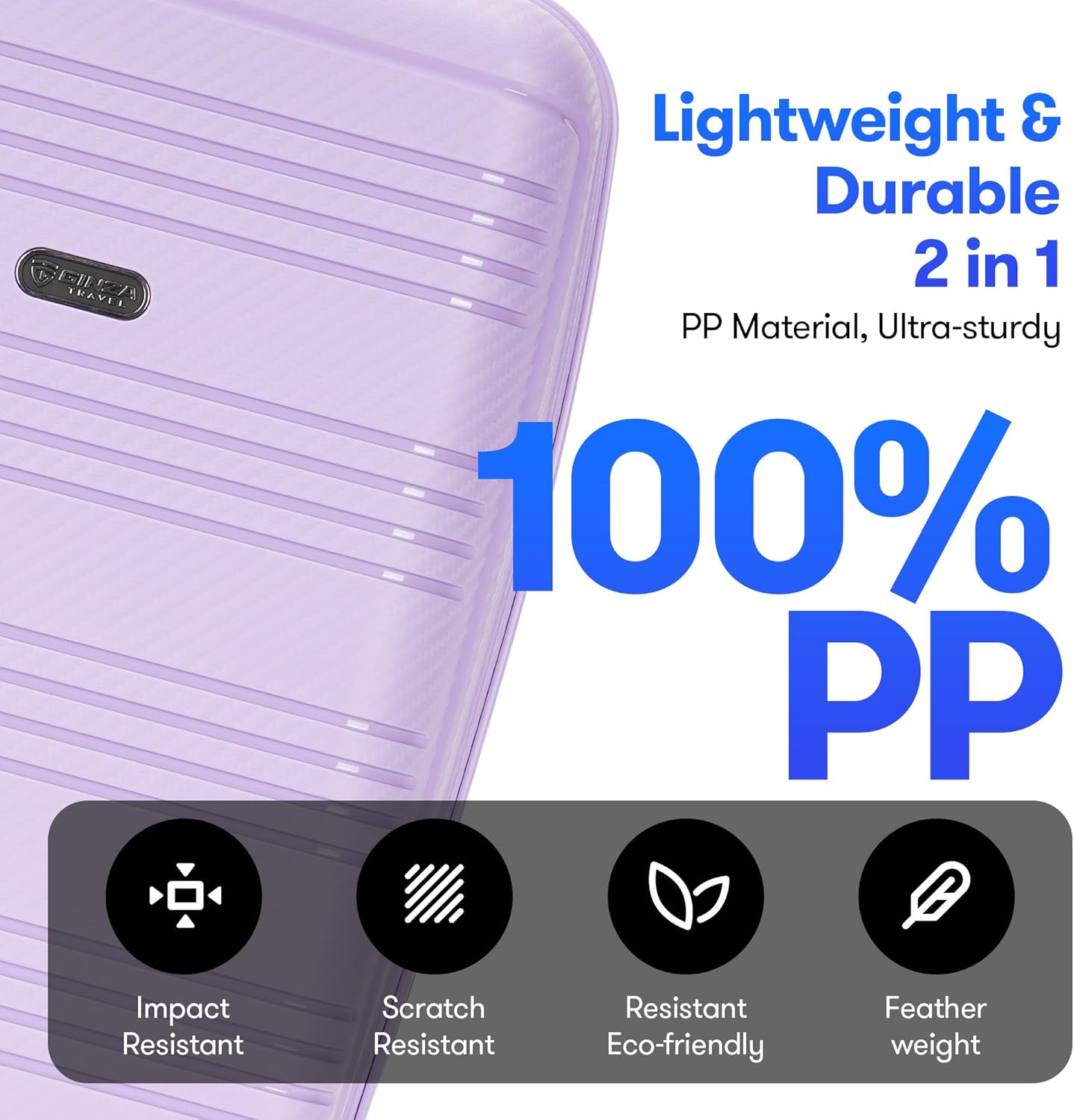 Dluxe Ave. Luggage with Spinner Wheels/ PP Expandable Hard Shell/ Carry-On 20-Inch/  Purple