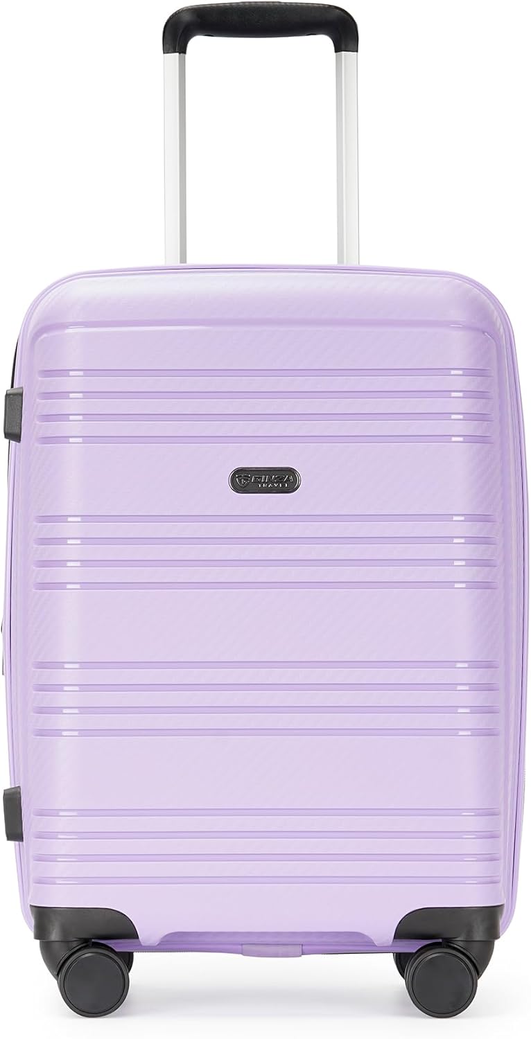 Dluxe Ave. Luggage with Spinner Wheels/ PP Expandable Hard Shell/ Carry-On 20-Inch/  Purple