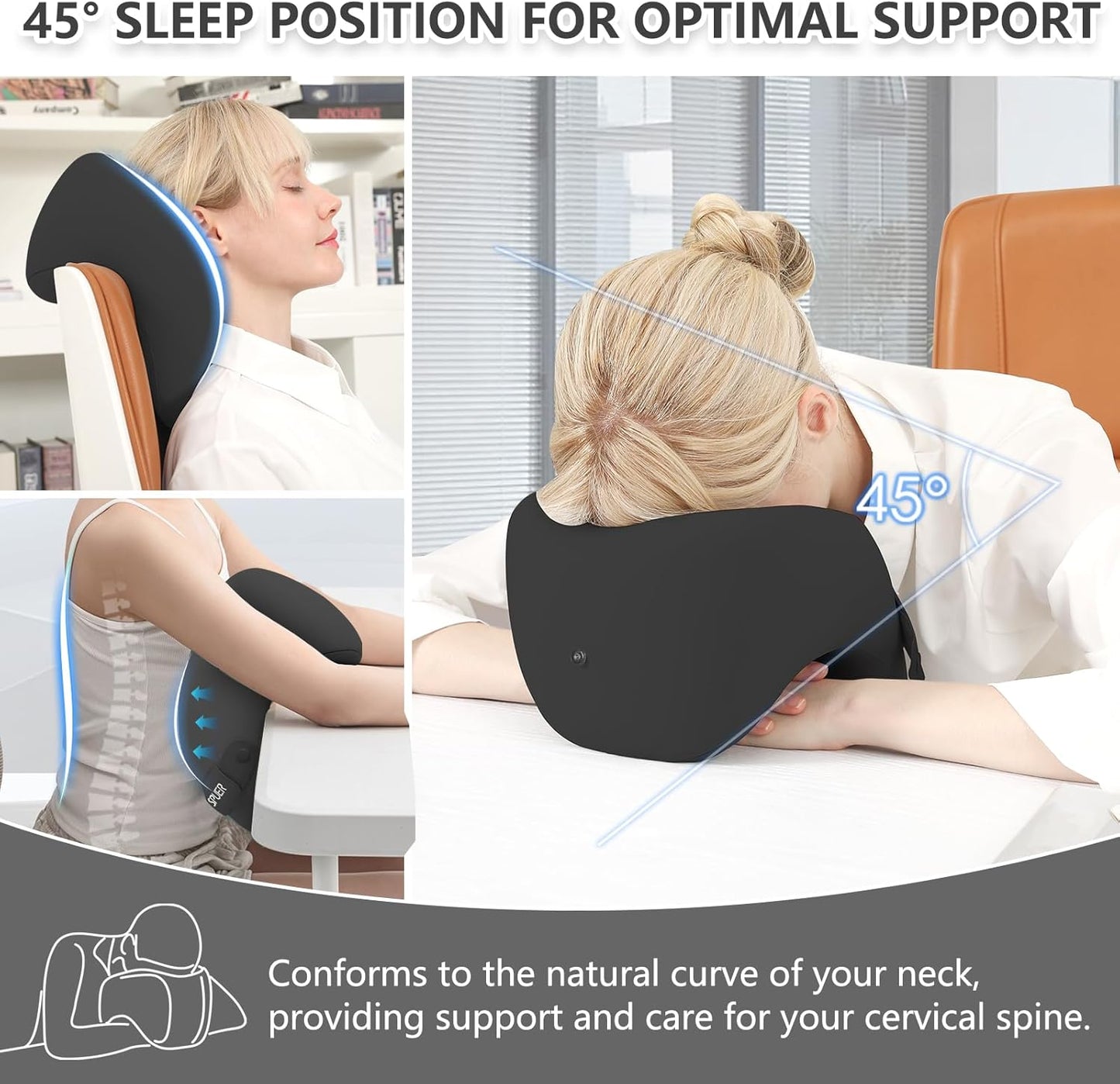 Dluxe Ave. 2in1 Ergonomic Memory Foam Travel Neck Pillow/ Black