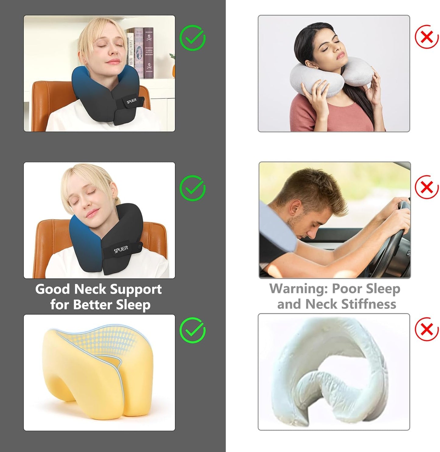 Dluxe Ave. 2in1 Ergonomic Memory Foam Travel Neck Pillow/ Black