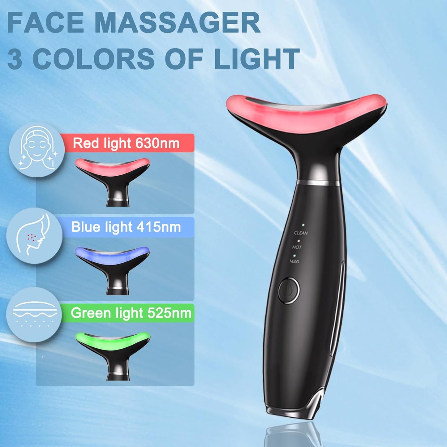 Dluxe Ave. 3 Color Facial Massager for Face and Neck / Black