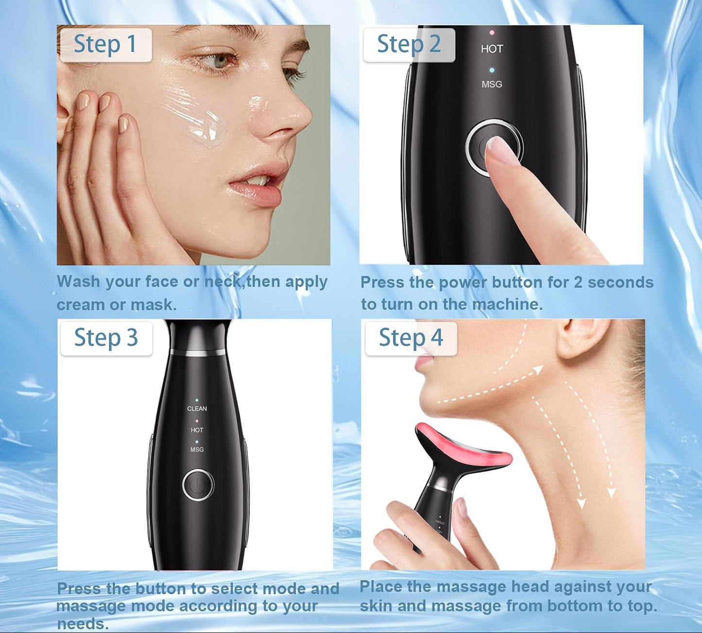 Dluxe Ave. 3 Color Facial Massager for Face and Neck / Black