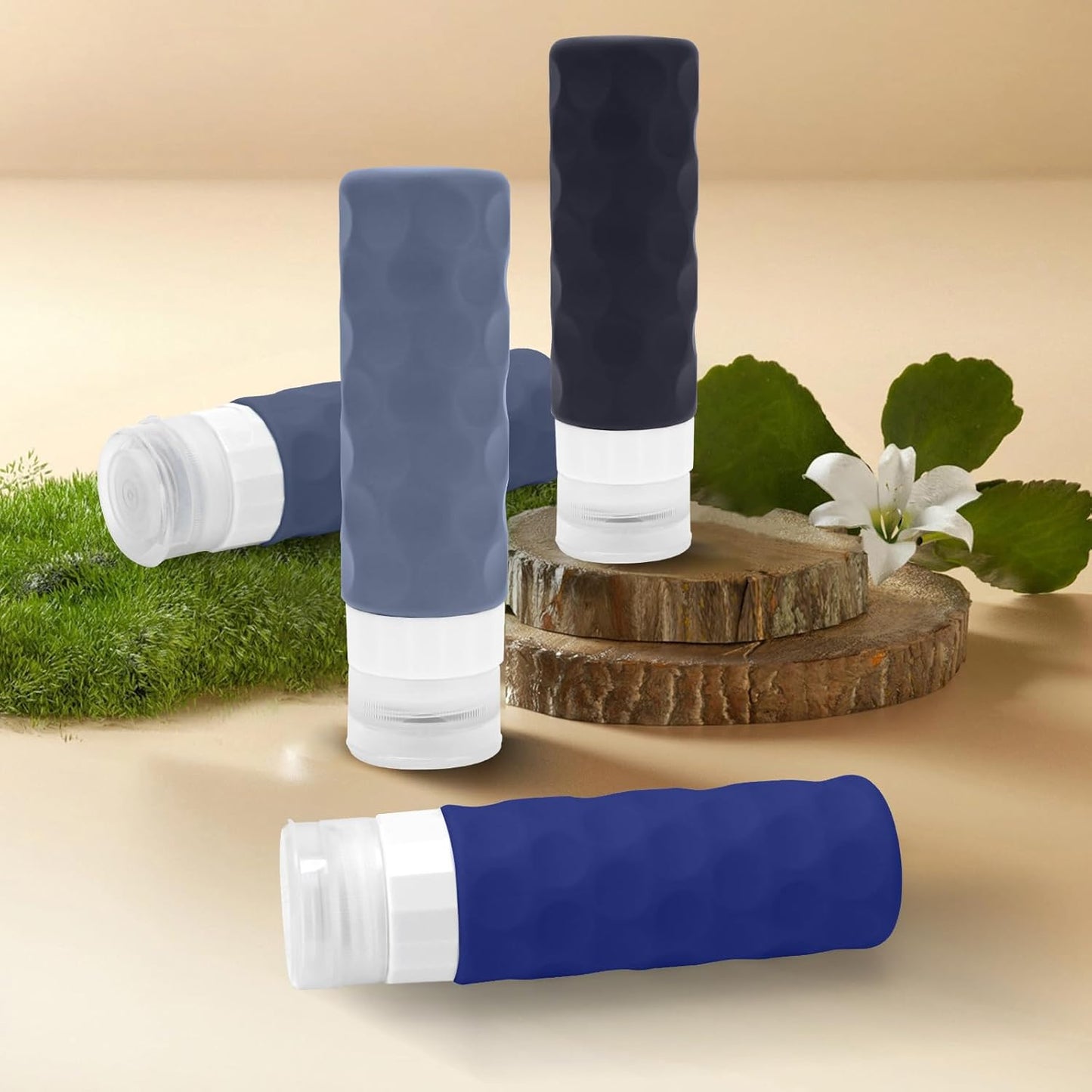 Dluxe Ave. Travel Bottles for Toiletries/ 4pcs Tsa Approved /3oz BPA Free Leak Proof/  Blue