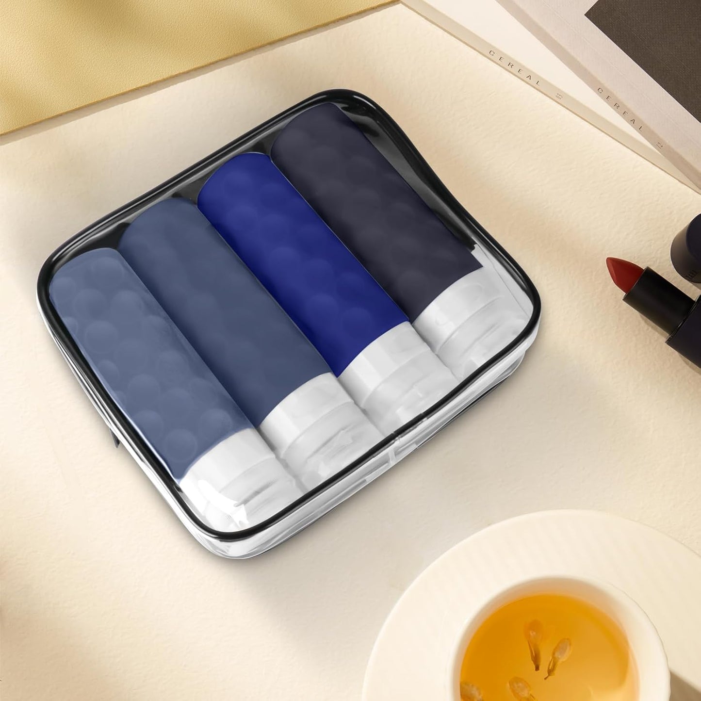 Dluxe Ave. Travel Bottles for Toiletries/ 4pcs Tsa Approved /3oz BPA Free Leak Proof/  Blue