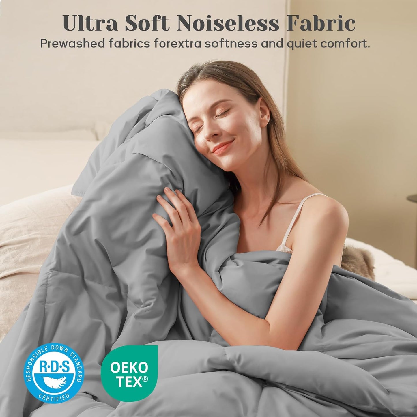 Dluxe Ave. ( KING )  Down Comforter for All Season/ Ultra Soft Goose Down & Feather/ Fiber Fill Luxury Hotel/ Dark Gray {Duvet Insert}