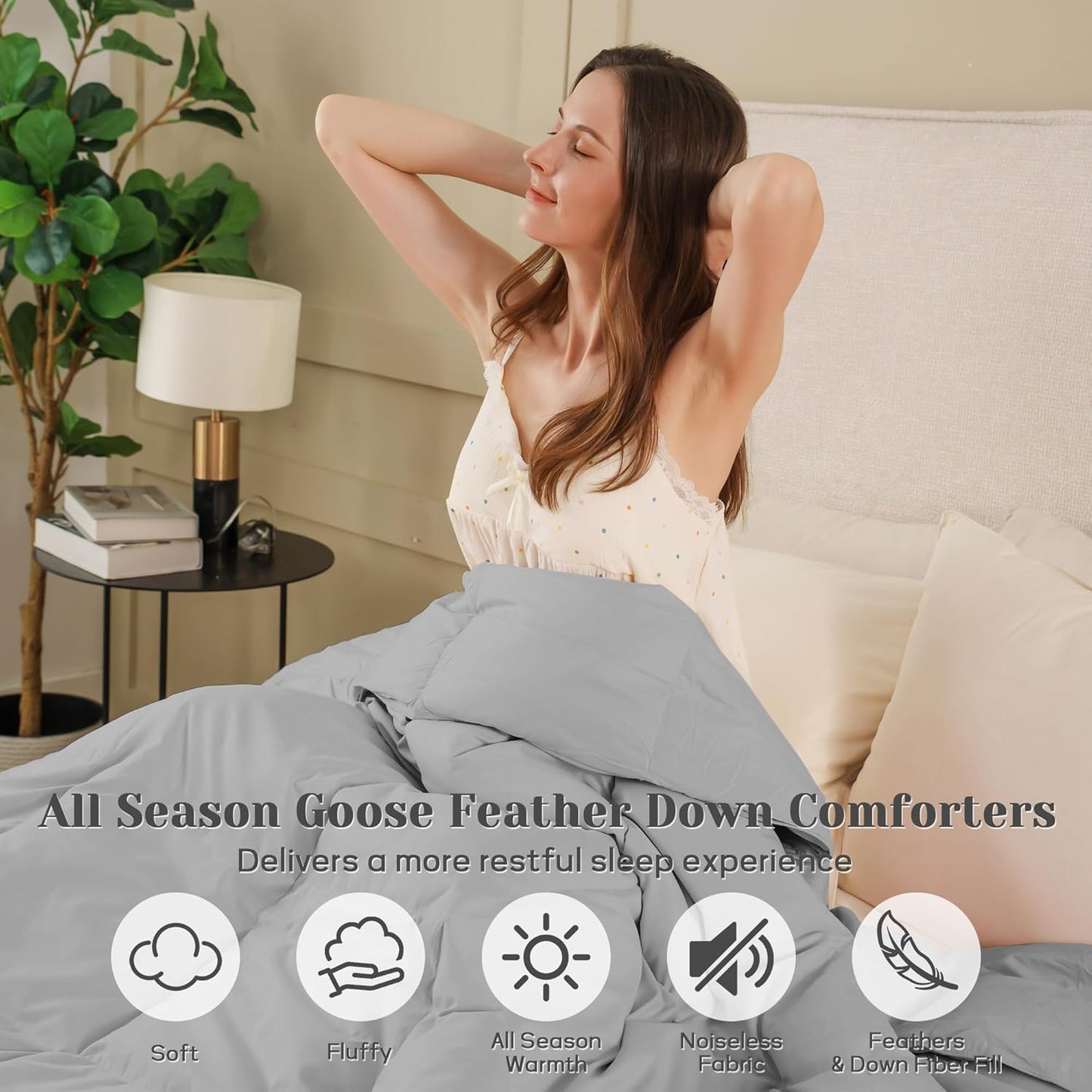 Dluxe Ave. ( KING )  Down Comforter for All Season/ Ultra Soft Goose Down & Feather/ Fiber Fill Luxury Hotel/ Dark Gray {Duvet Insert}