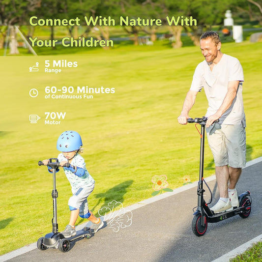 Dluxe Ave. iK2 Electric Scooter for Kids Ages 3-8 Bluetooth Features Thumb Accelerator Colorful Lights 3 Adjustable Height Toddler  (Pink)