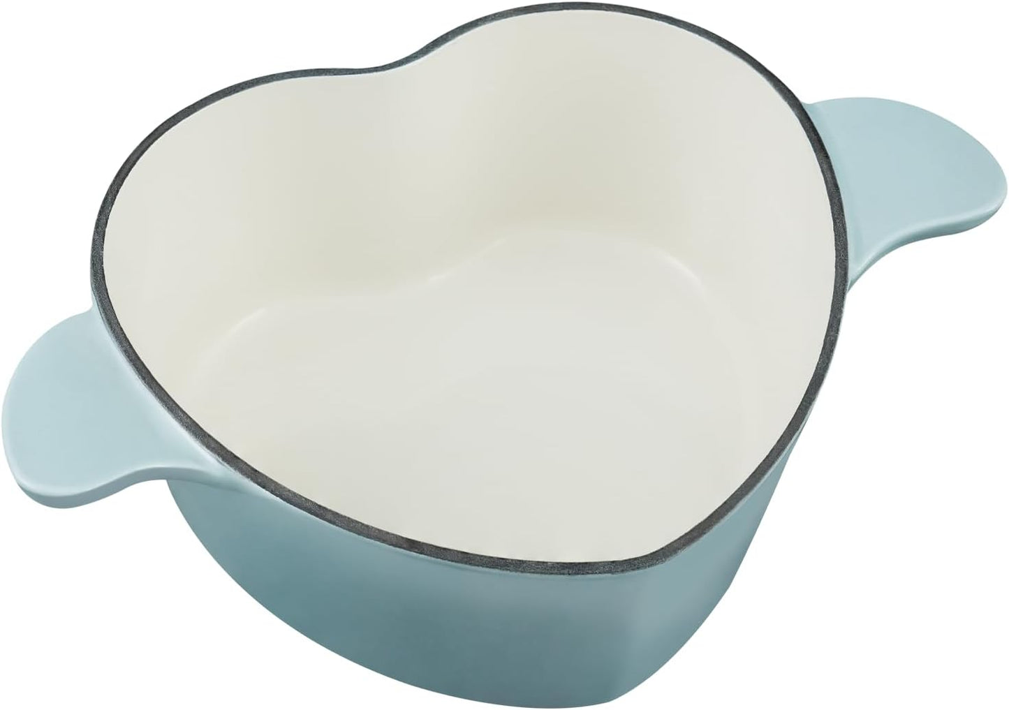 Dluxe Ave. Heart Shaped Dutch Oven 3 qt./Cast Iron with Lid Enameled (Light Blue)