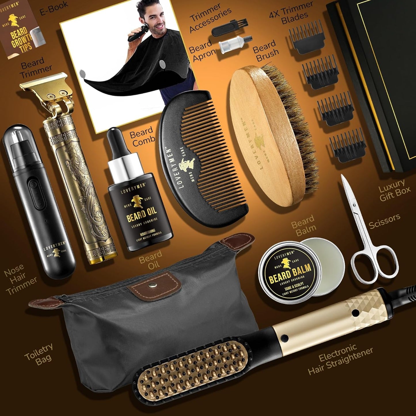 Dluxe Ave.  Gifts for Men, Mens Grooming Beard Kit 15pc