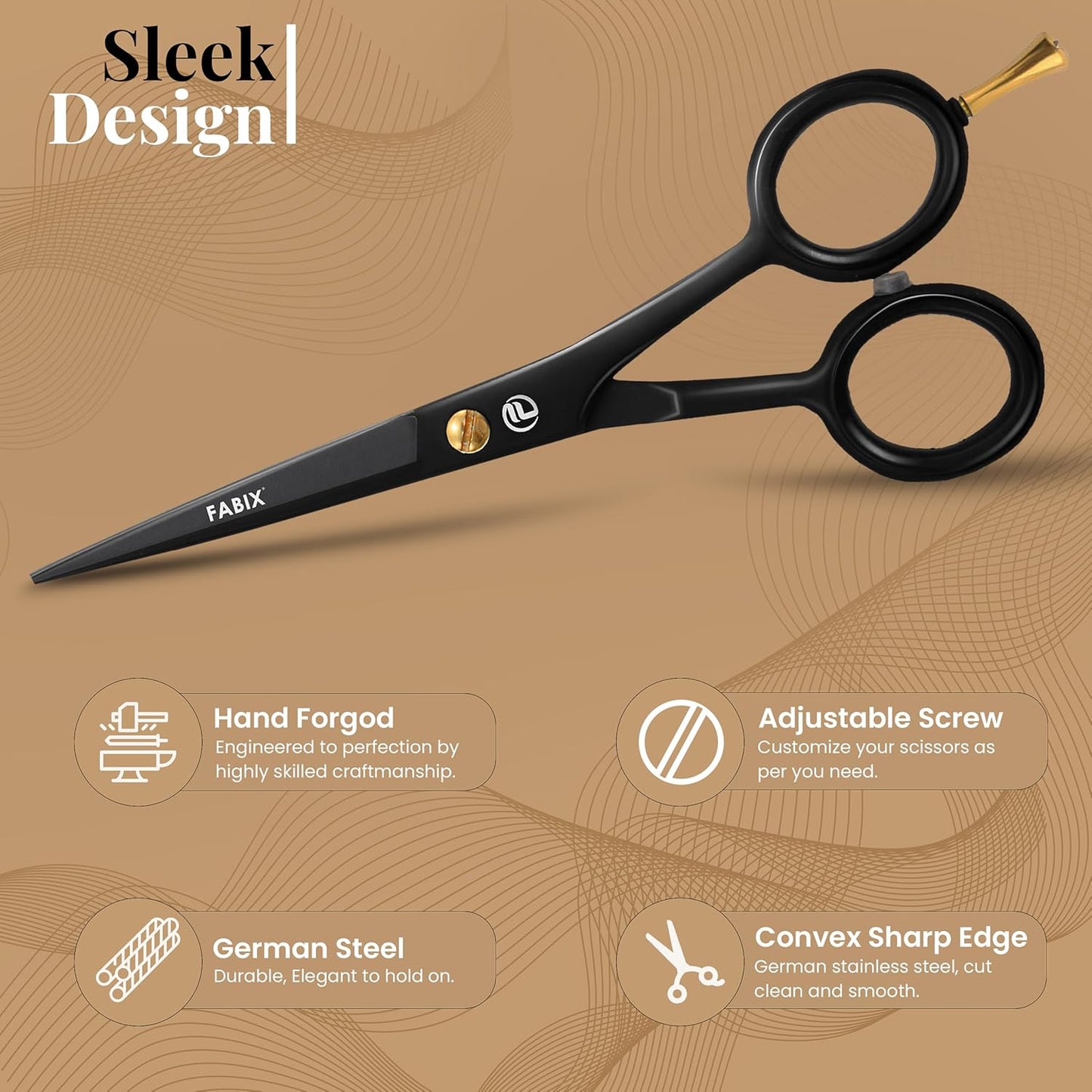 Dluxe Ave. 5” Professional Beard Mustache Scissors with 1 Beard Comb