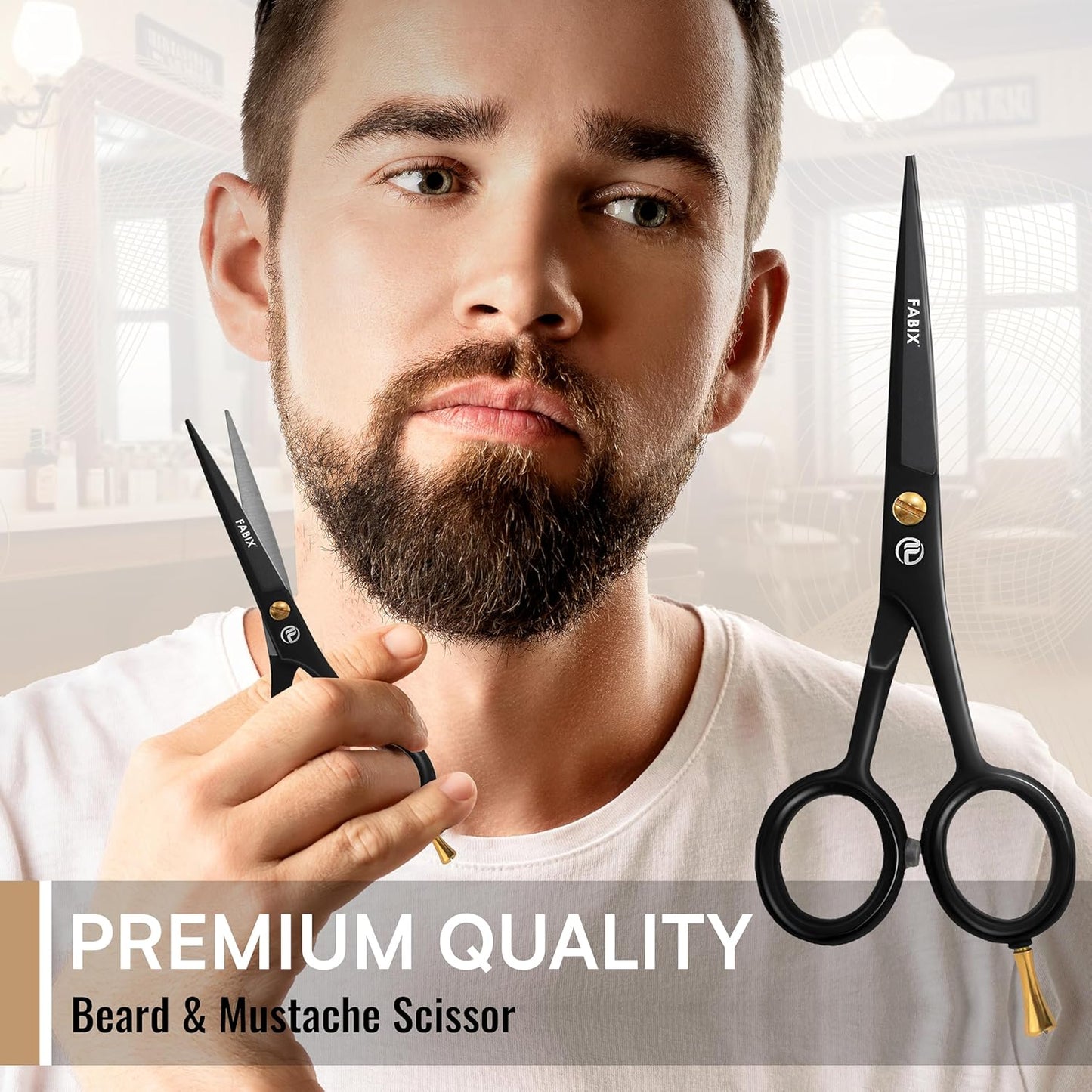 Dluxe Ave. 5” Professional Beard Mustache Scissors with 1 Beard Comb