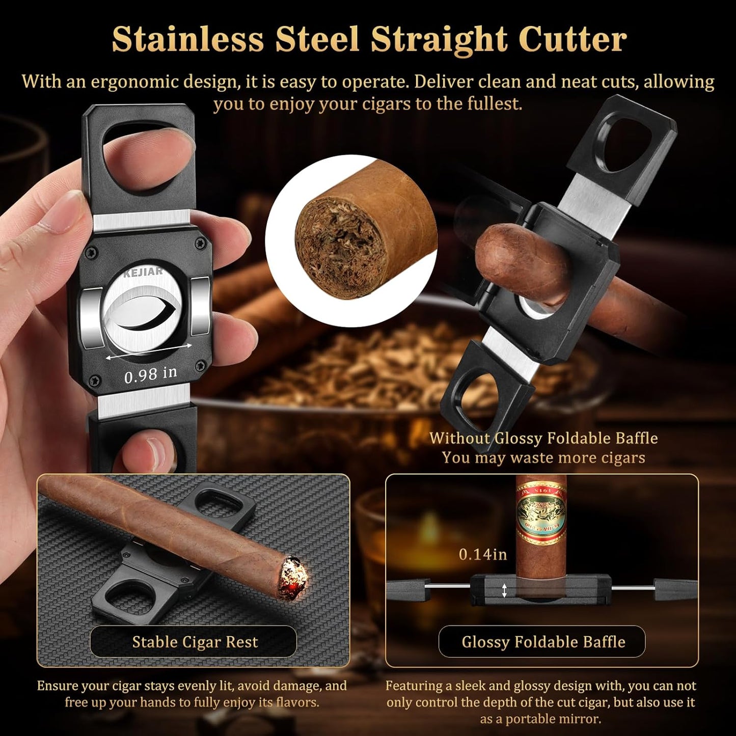 Dluxe Ave. Travel Cigar Humidor Case/ 3 in 1 Cutter/ V Cut 2 in 1