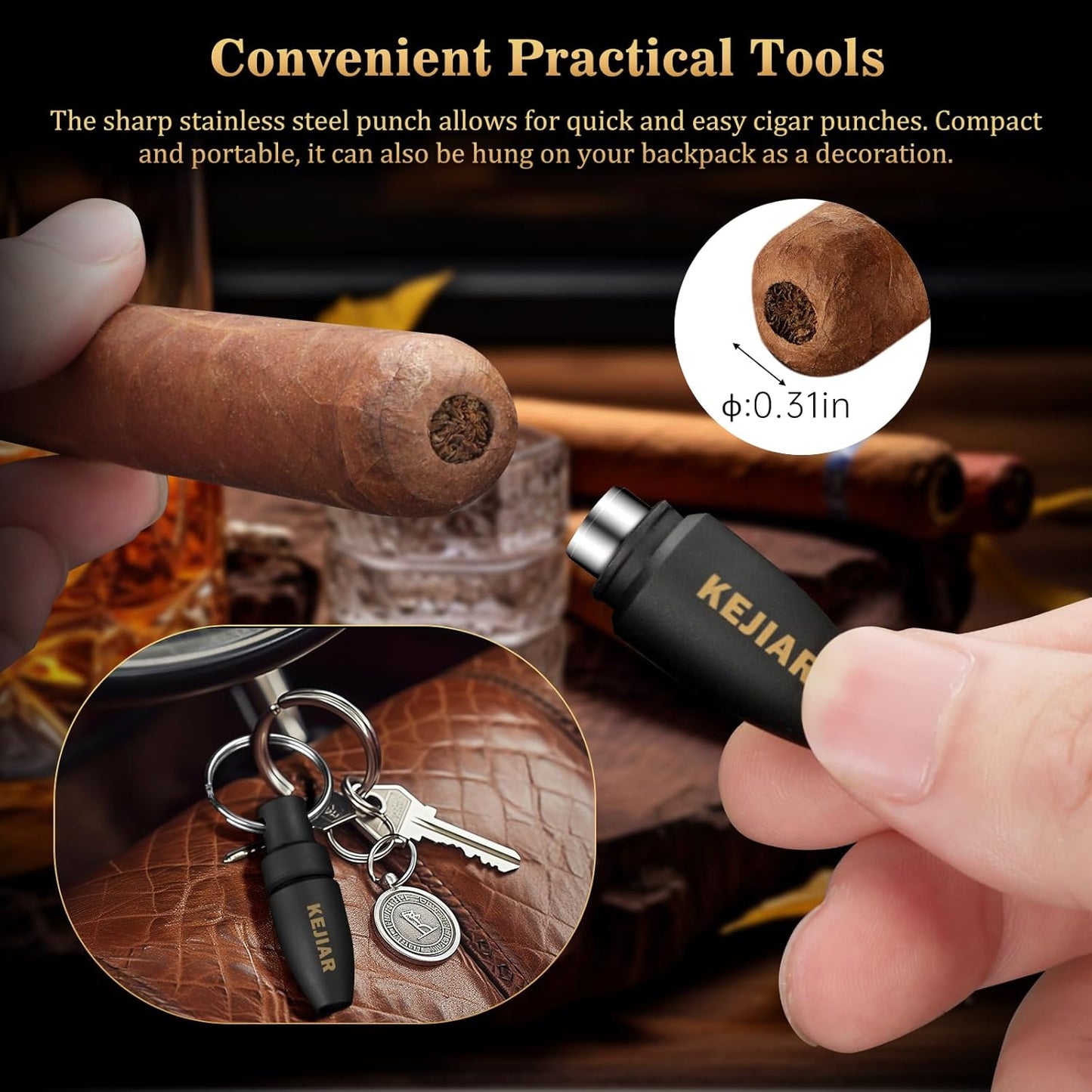 Dluxe Ave. Travel Cigar Humidor Case/ 3 in 1 Cutter/ V Cut 2 in 1