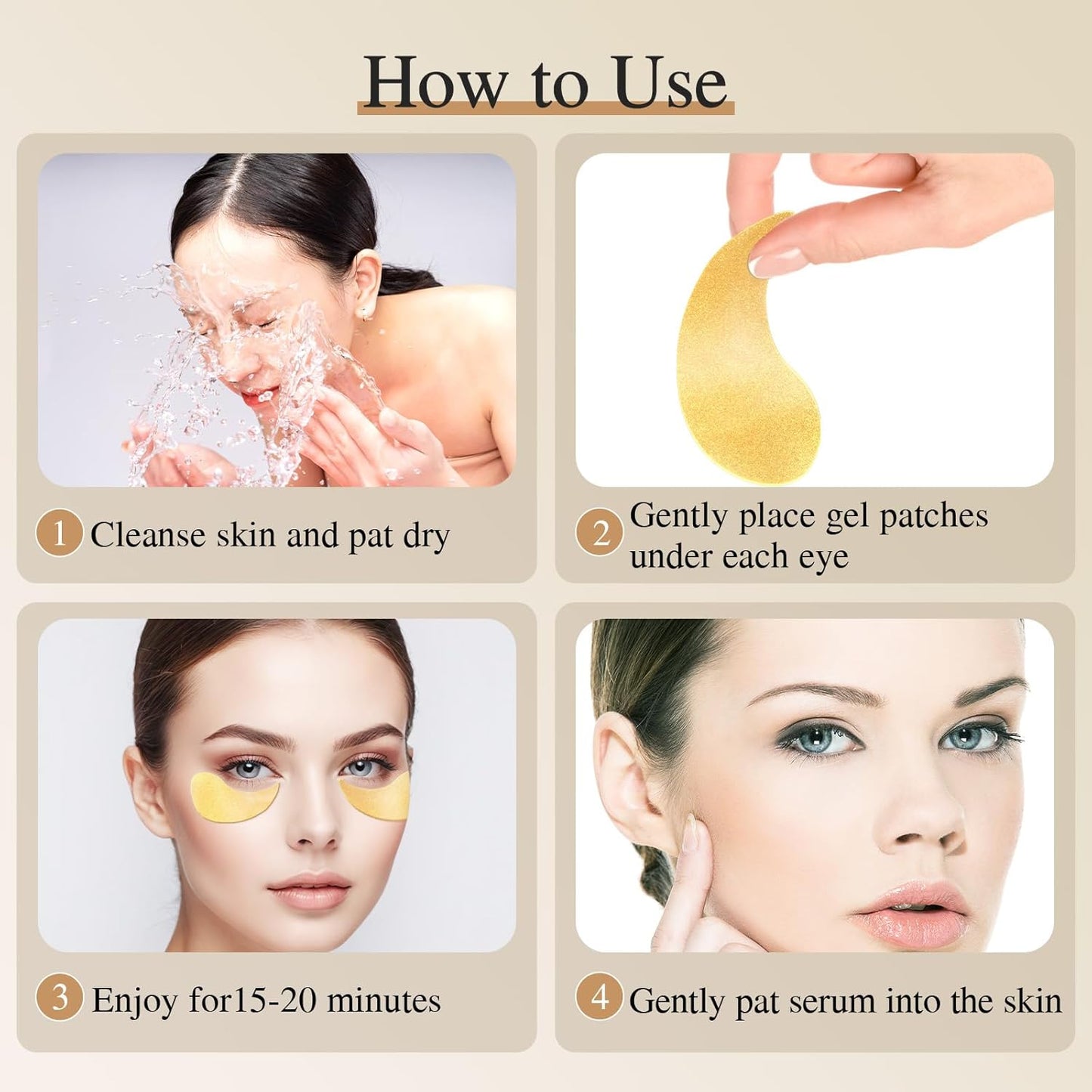 Dluxe Ave. Under Eye Patches 40 Pairs 24K Gold Eye Masks with Collagen