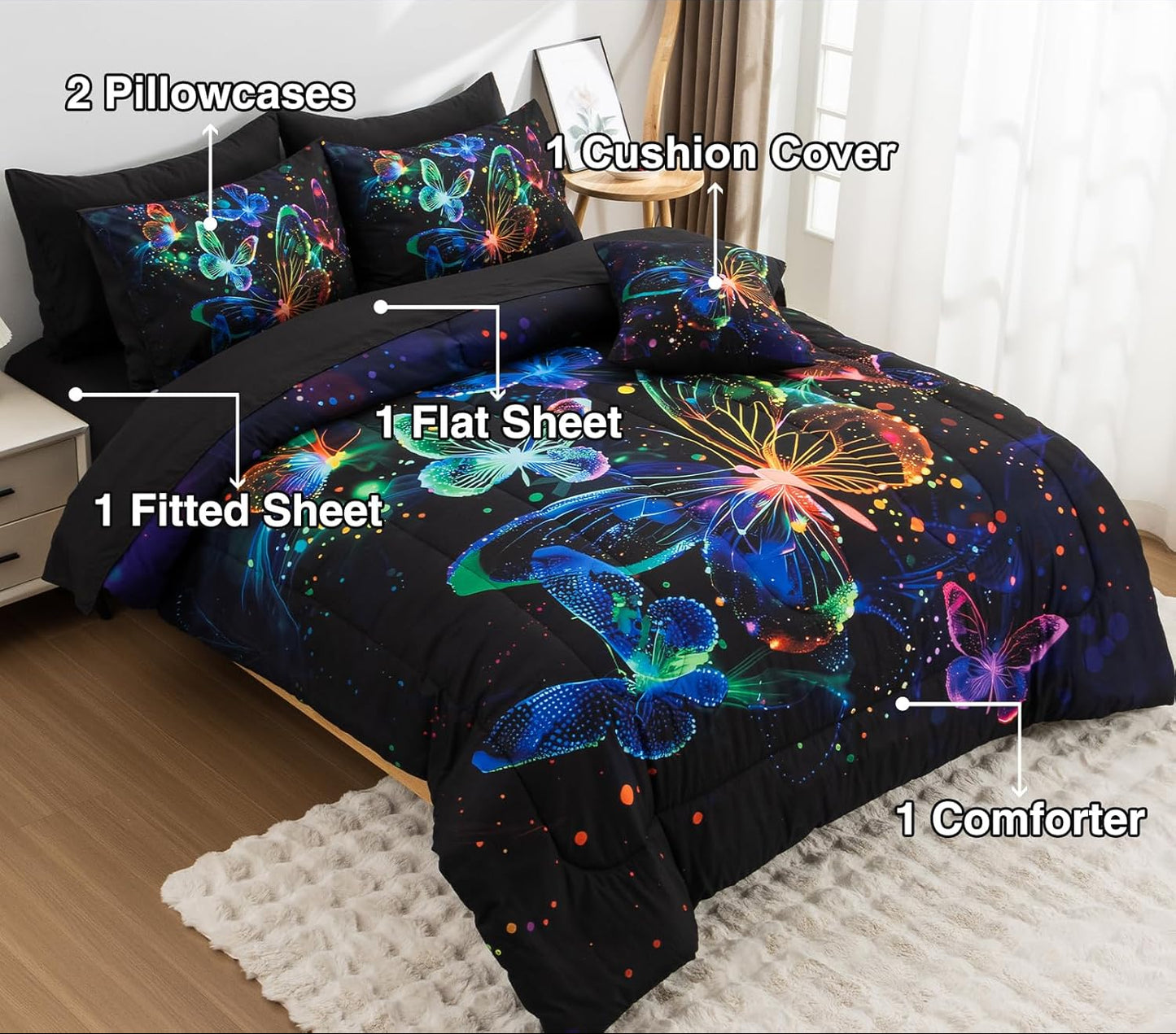Dluxe Ave. ( FULL) 6 Pcs Comfort and  Bedding Set