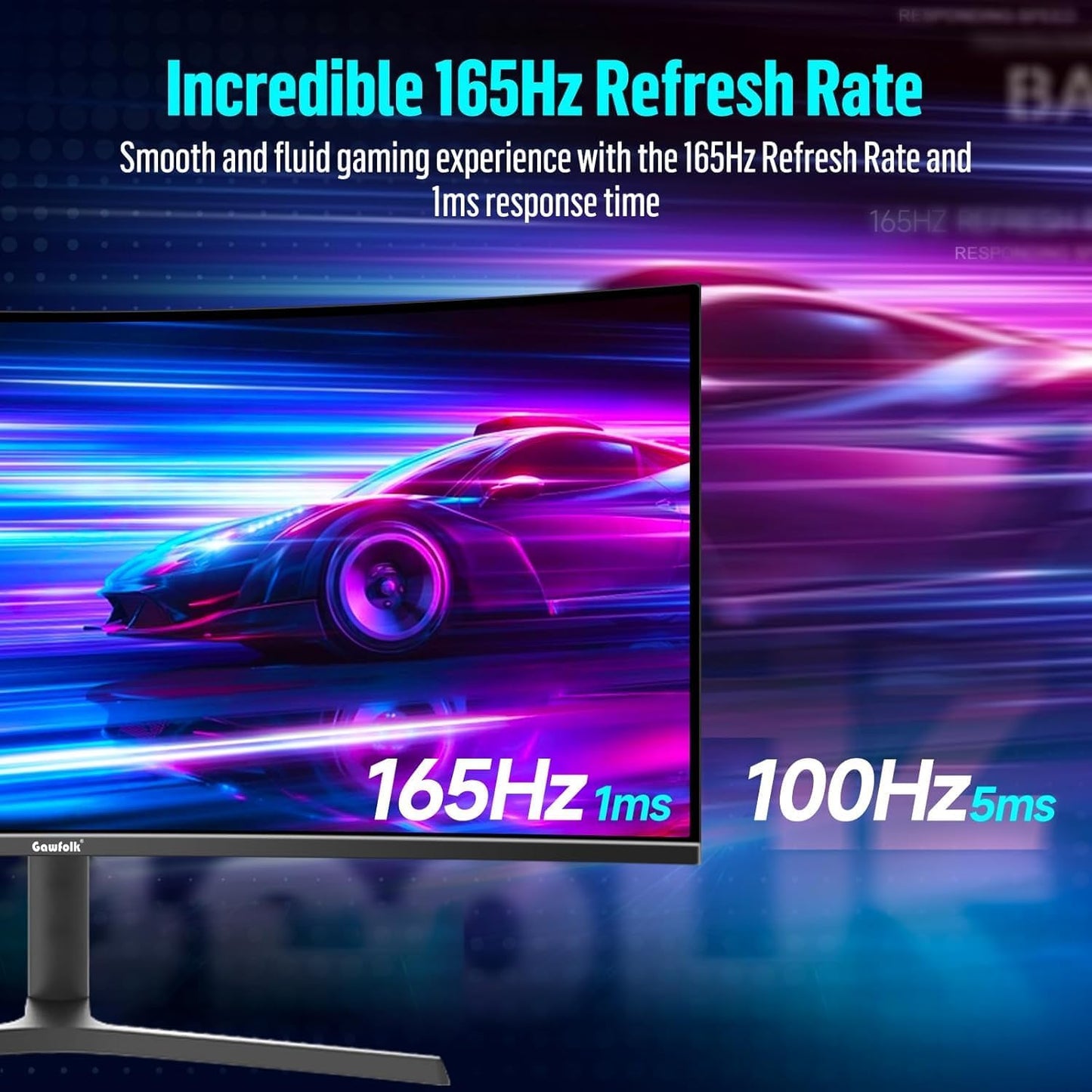Dluxe Ave. Gawfolk 34 Inch Ultrawide Curved Gaming Monitor 1500R PC Screen 165hz UWQHD 3440x1440 Curved Computer