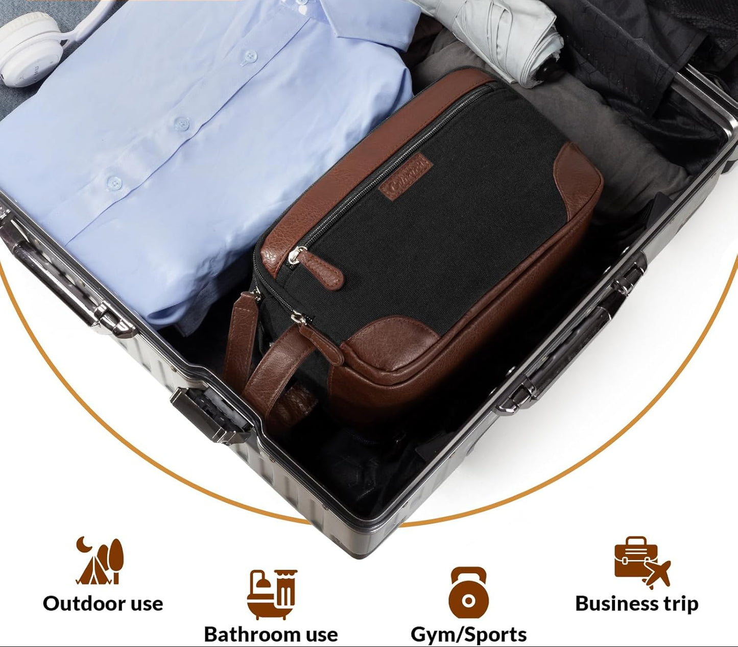 Dluxe Ave. Travel Toiletry Bag for Men/ Multiple Pockets/ Hanging Dopp / Essentials & Accessories/ Black