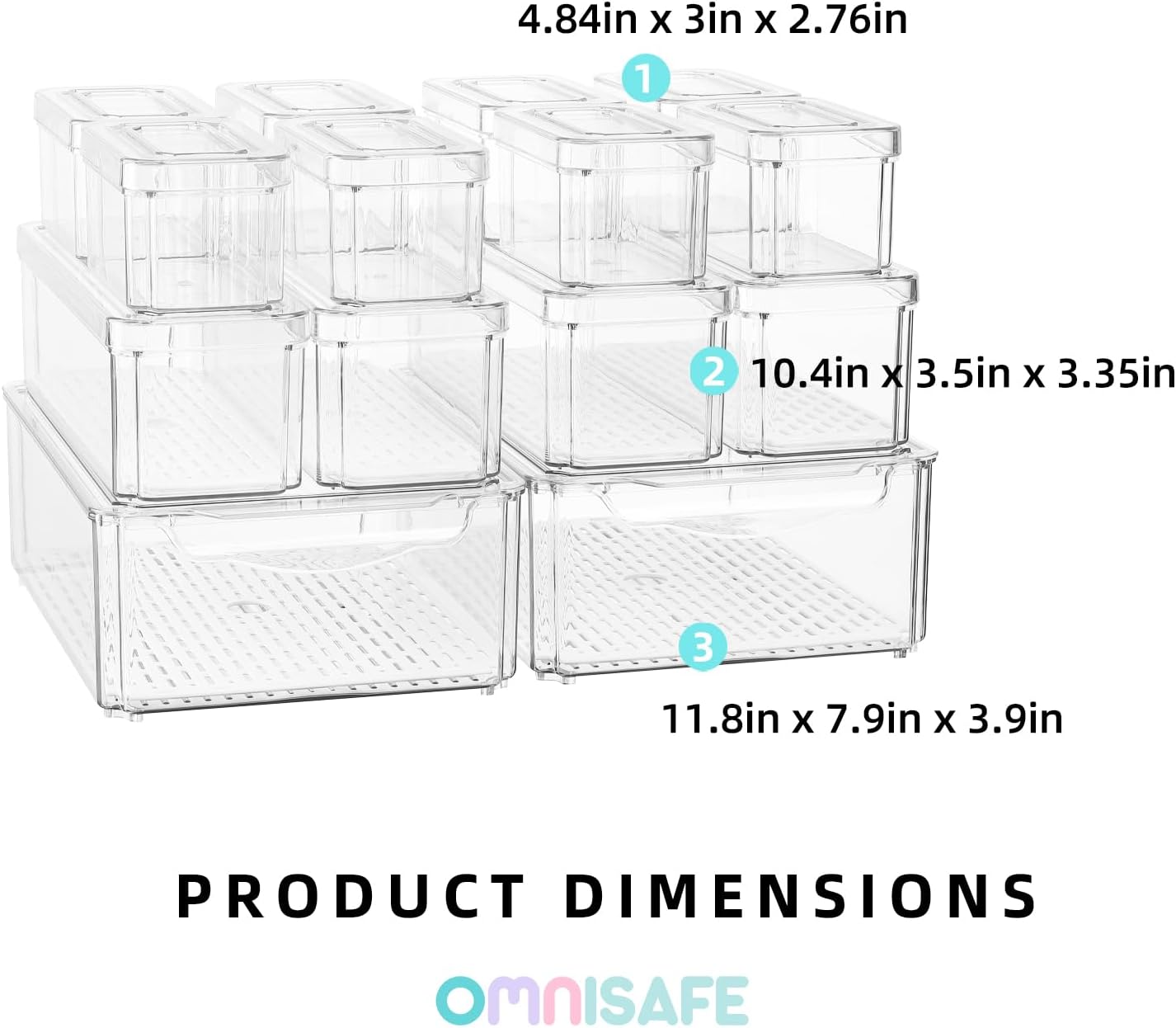 Dluxe Ave.Refrigerator Organizer Plastic Bins with Lids/ Stackable/ BPA-Free  (14 Pack)