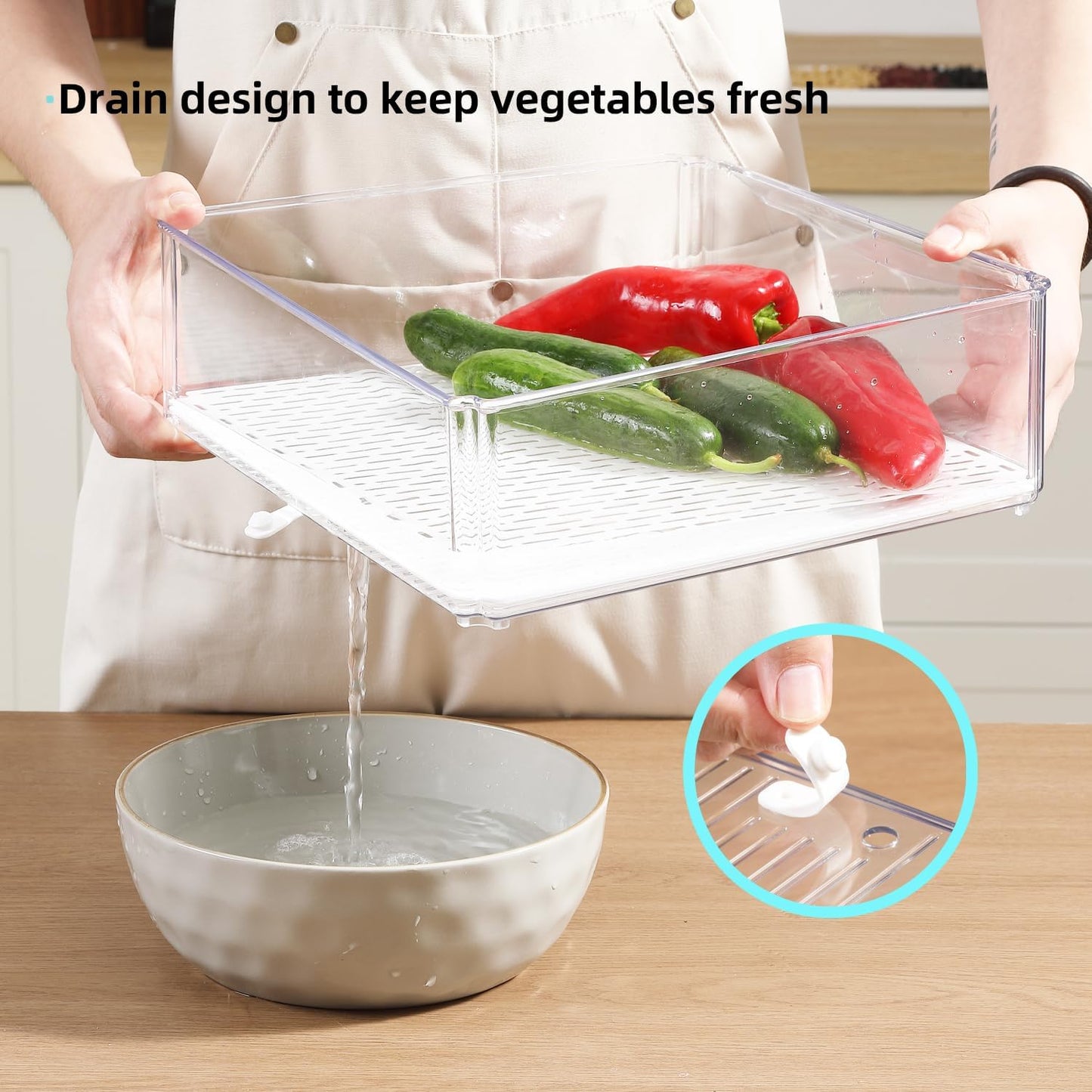 Dluxe Ave.Refrigerator Organizer Plastic Bins with Lids/ Stackable/ BPA-Free  (14 Pack)