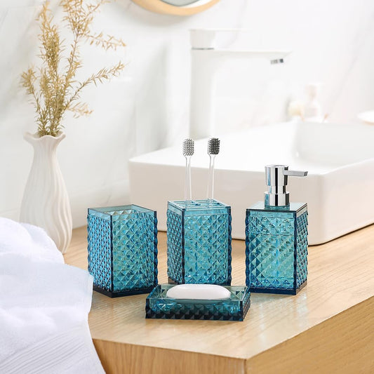 Dluxe Ave. Acrylic 5-Piece Bathroom Accessory Set (Blue)