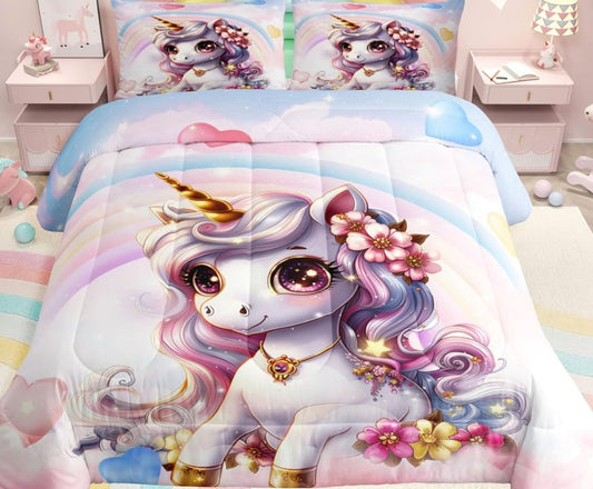 Dluxe Ave. ( QUEEN ) 3 Pcs Comforter and  Bedding Set/ for All Season