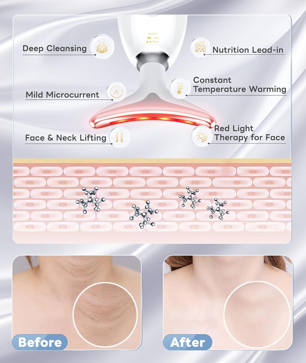 Dluxe Ave. 7 Color Portable Face Massager Tool for Skin Care/ White