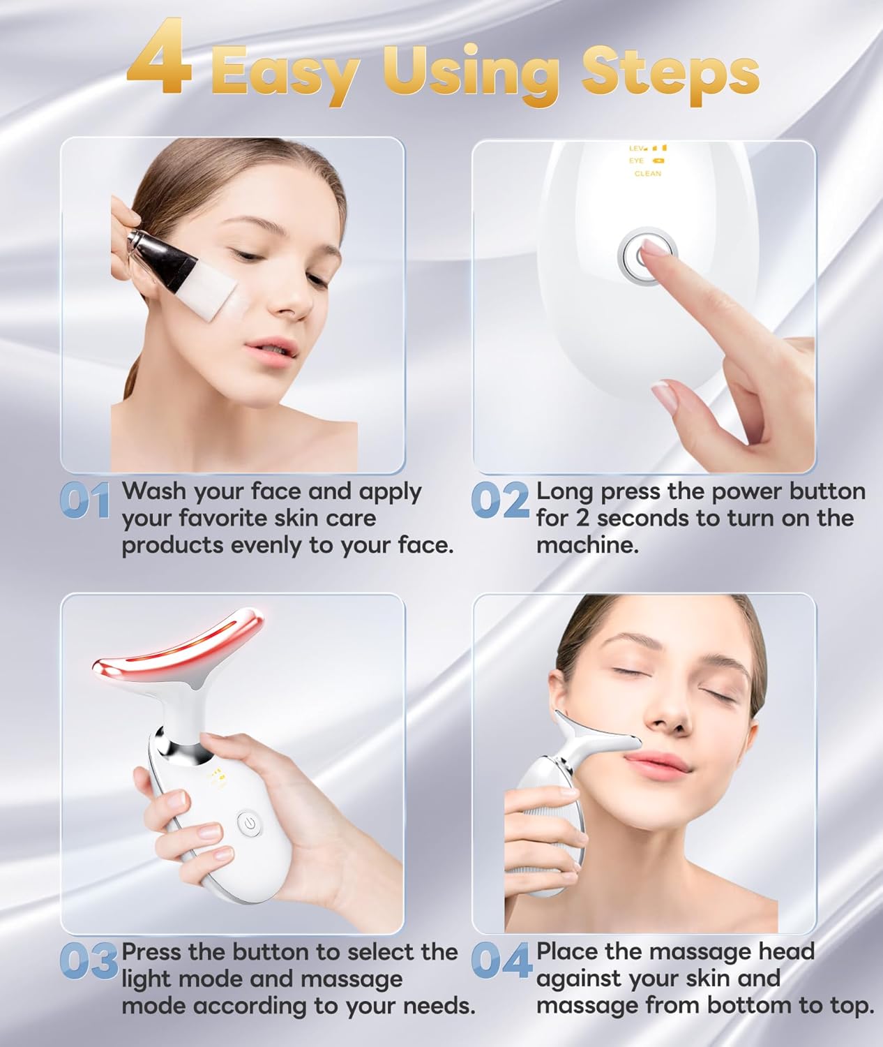 Dluxe Ave. 7 Color Portable Face Massager Tool for Skin Care/ White