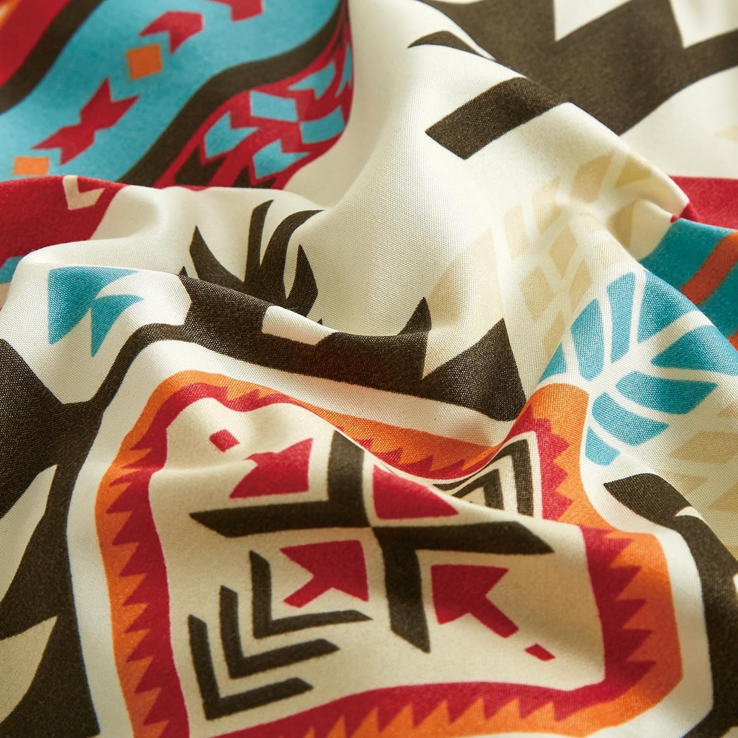 Dluxe Ave. (QUEEN) 7-Piece Motif Comforter Set/ Multicolor Red Brown Blue Cream