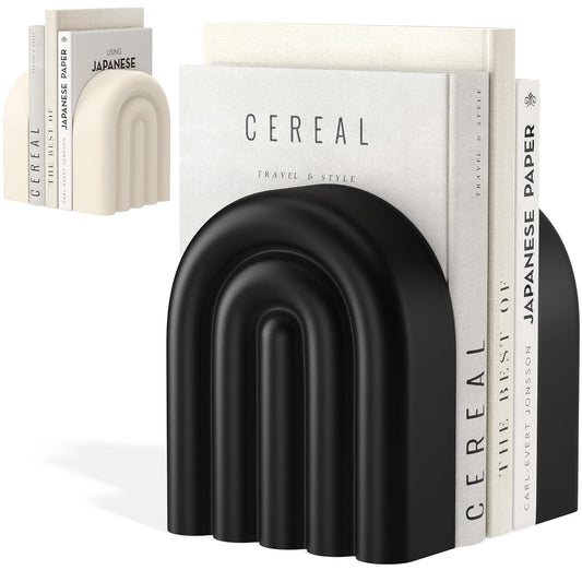 Dluxe Ave. Concrete Book Ends for Shelves (Heavy Duty BOOKENDS)
