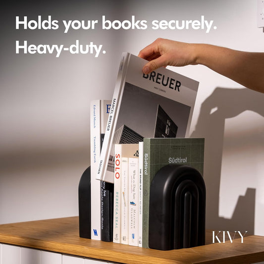 Dluxe Ave. Concrete Book Ends for Shelves (Heavy Duty BOOKENDS)