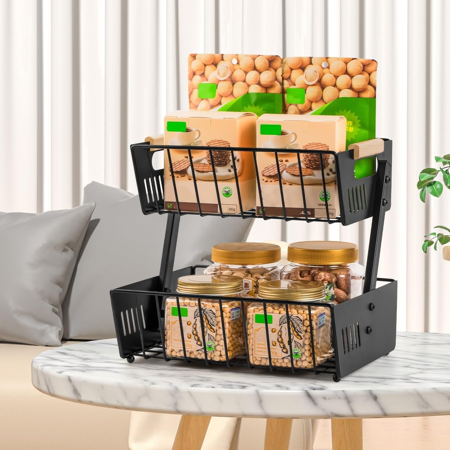 Dluxe Ave. 2 Tier Fruit Basket Bowl for Kitchen Counter