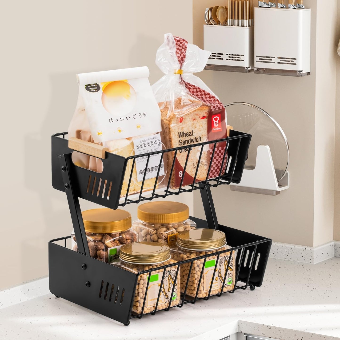 Dluxe Ave. 2 Tier Fruit Basket Bowl for Kitchen Counter