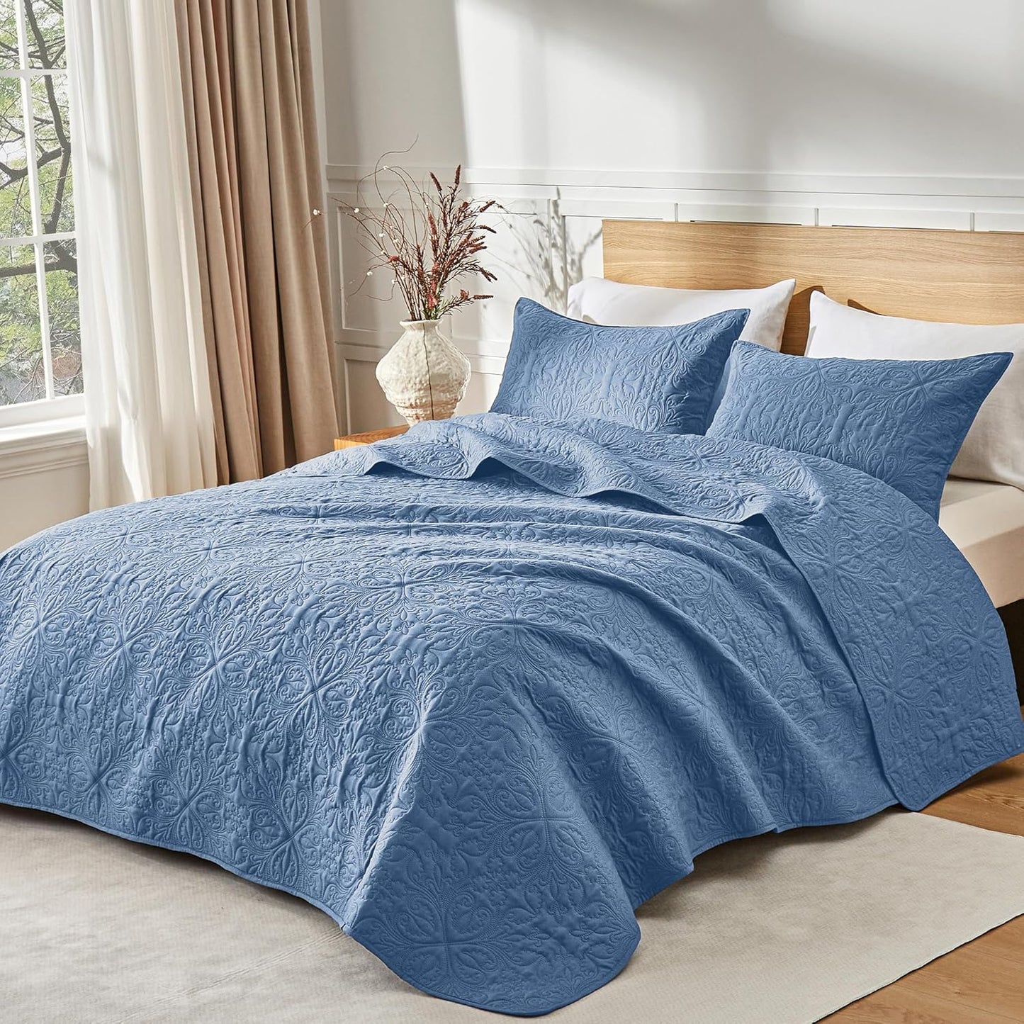 Dluxe Ave. ( TWIN ) 2 Pcs Quilt Bedding Set, for All Seasons, Bluish Grey