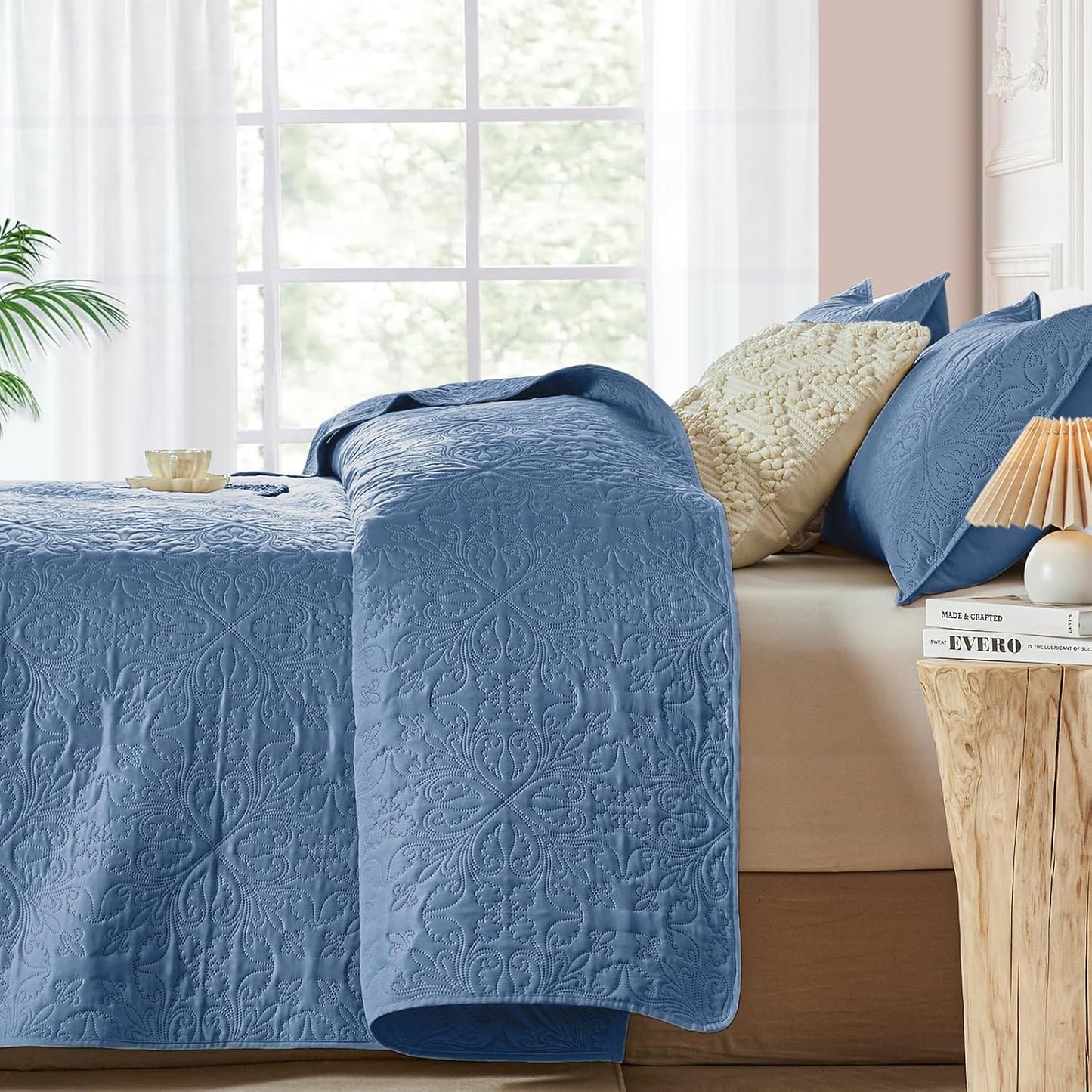 Dluxe Ave. ( TWIN ) 2 Pcs Quilt Bedding Set, for All Seasons, Bluish Grey