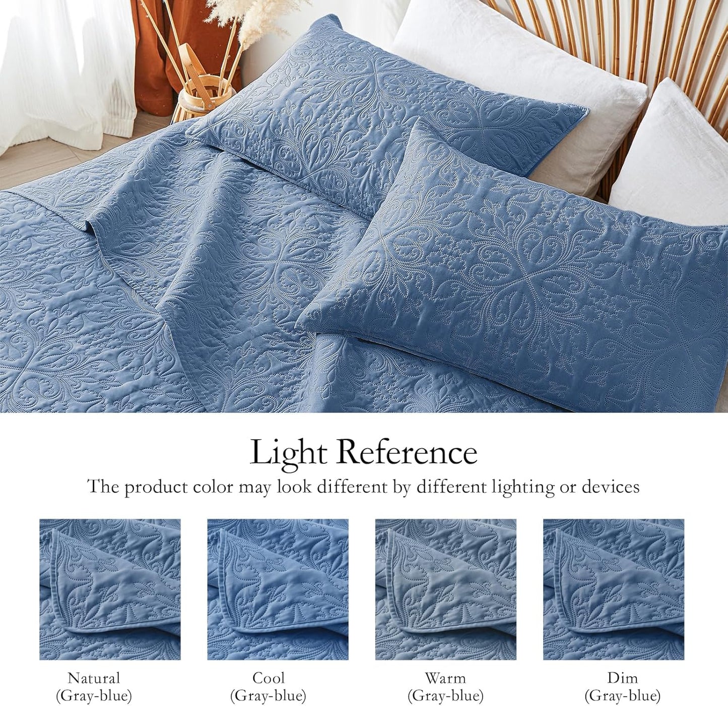 Dluxe Ave. ( TWIN ) 2 Pcs Quilt Bedding Set, for All Seasons, Bluish Grey