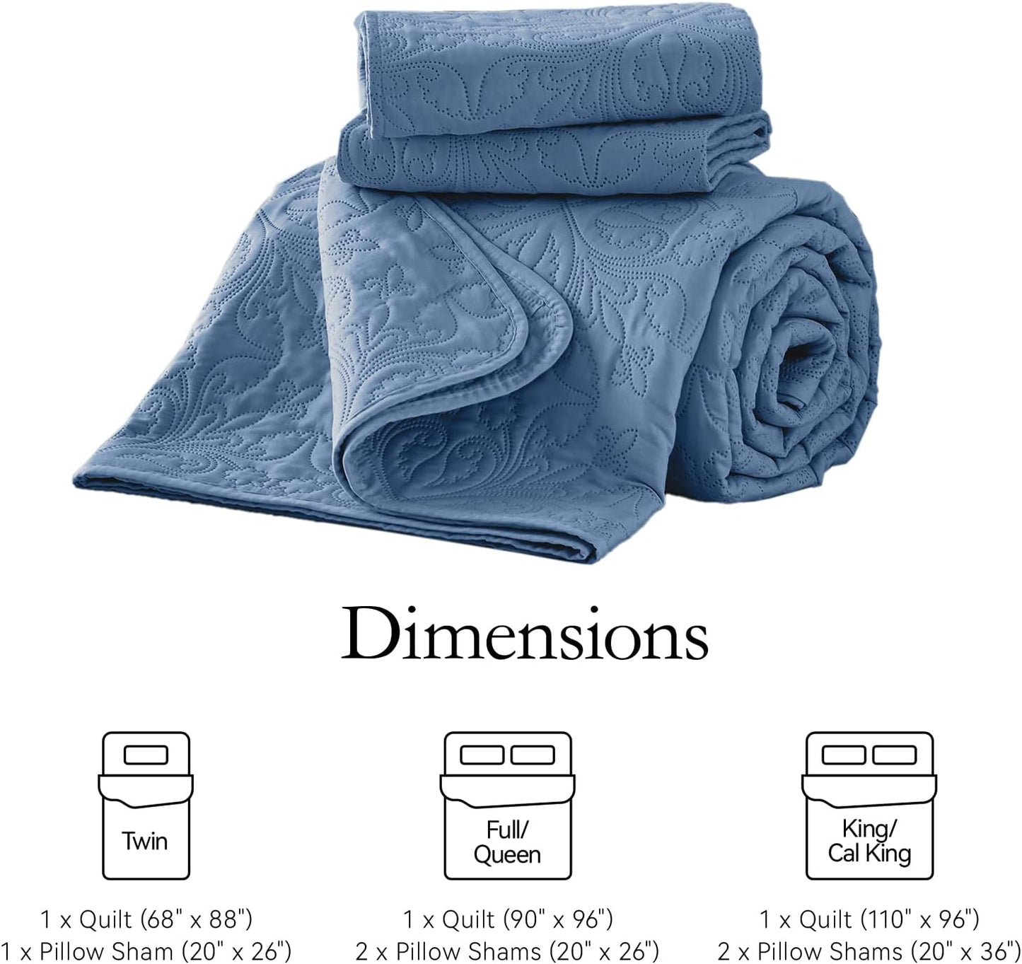 Dluxe Ave. ( TWIN ) 2 Pcs Quilt Bedding Set, for All Seasons, Bluish Grey