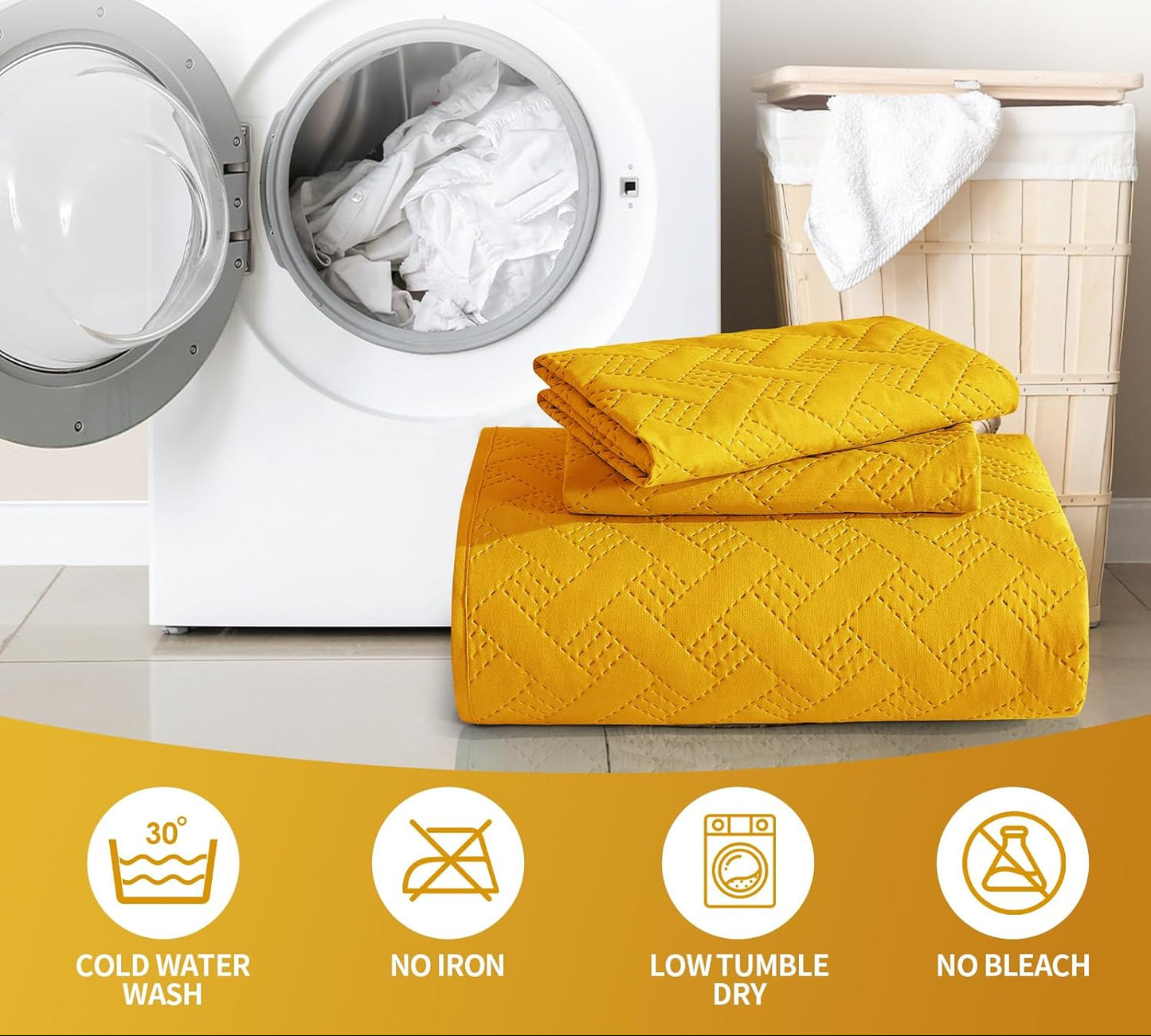 Dluxe Ave. ( KING )Reversible Quilt Set/ Yellow 102x90