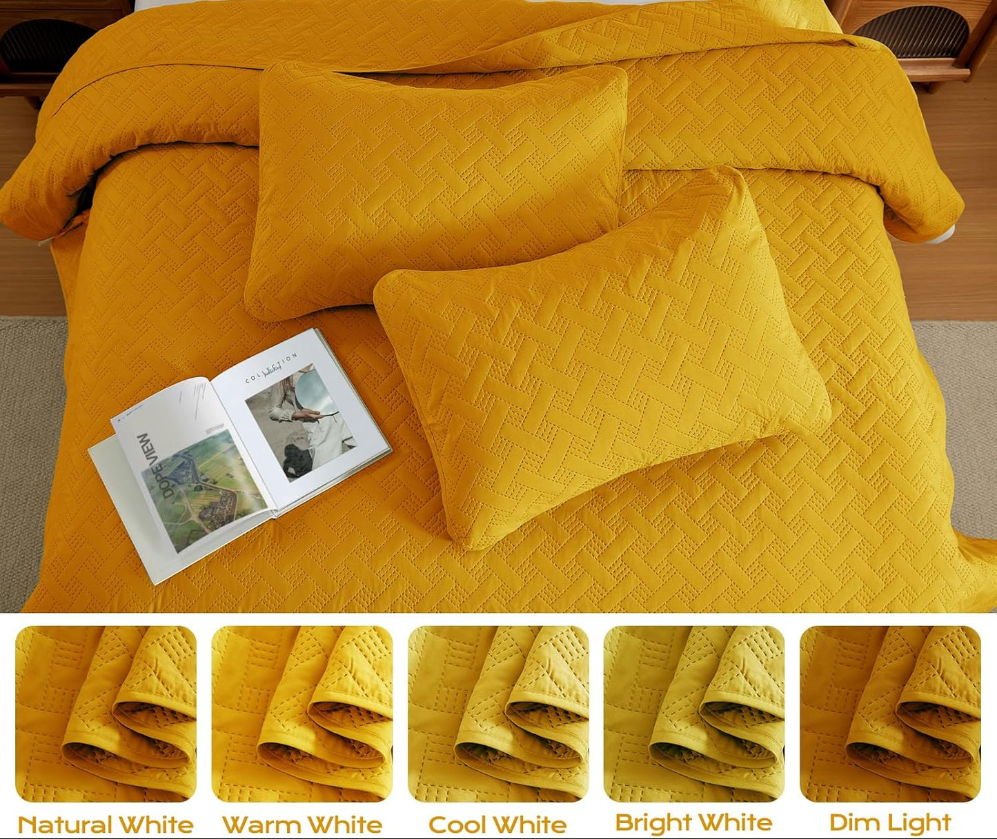 Dluxe Ave. ( KING )Reversible Quilt Set/ Yellow 102x90