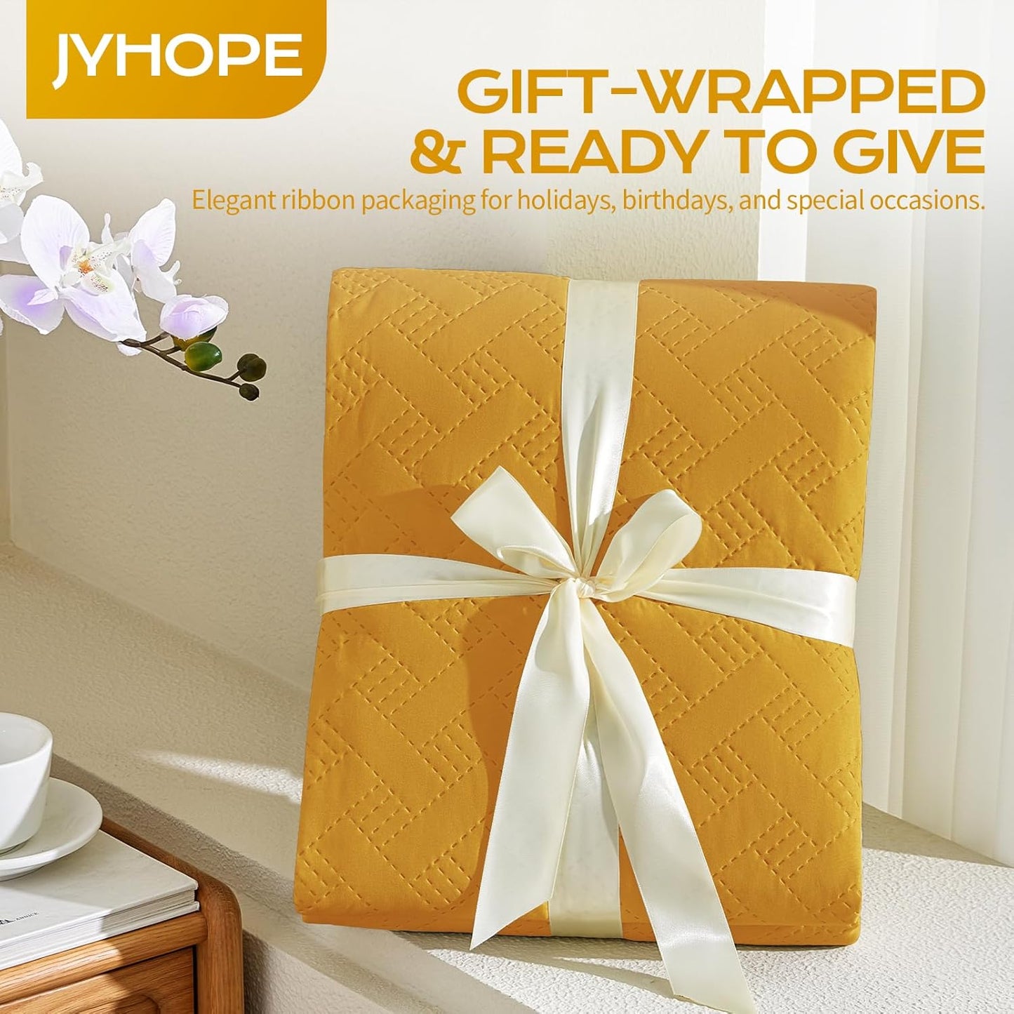 Dluxe Ave. ( KING )Reversible Quilt Set/ Yellow 102x90