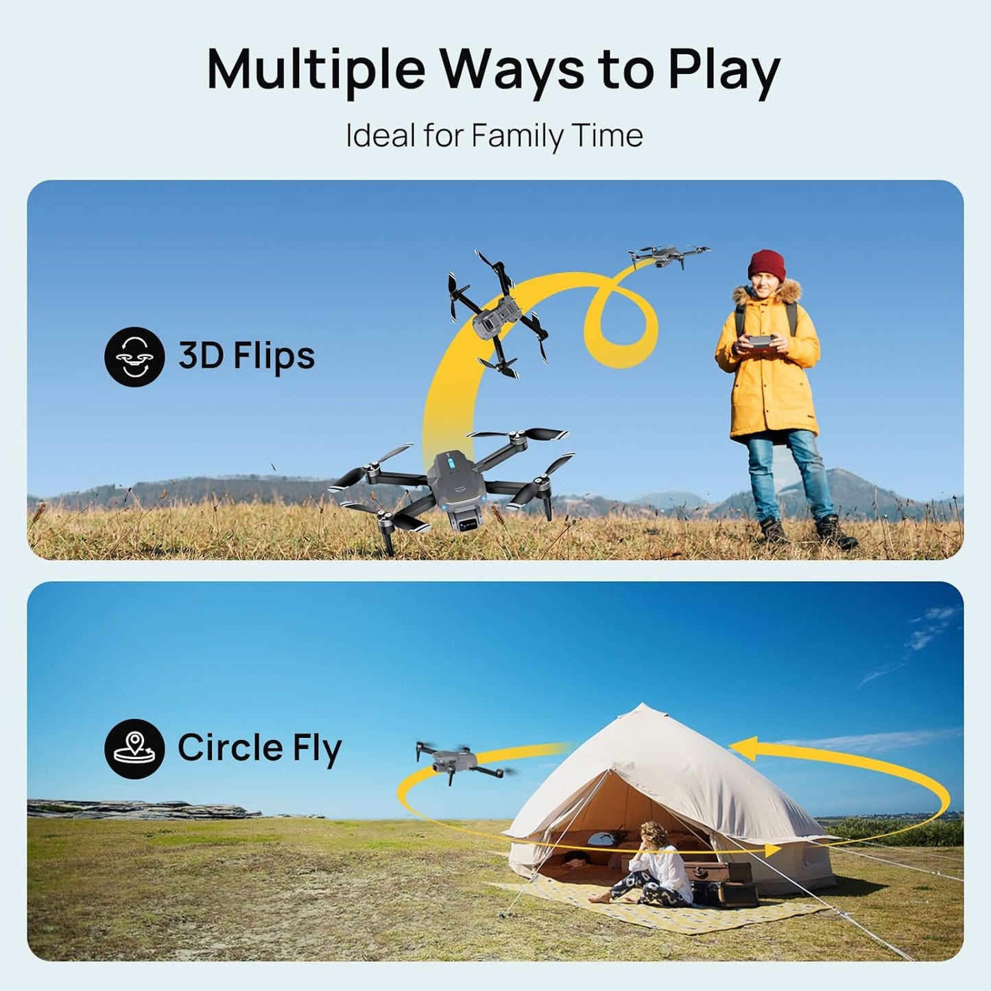 Dluxe Ave. Drones with Camera for Adults/ 4k UHD S20 Lite Brushless Motor/ FPV Foldable