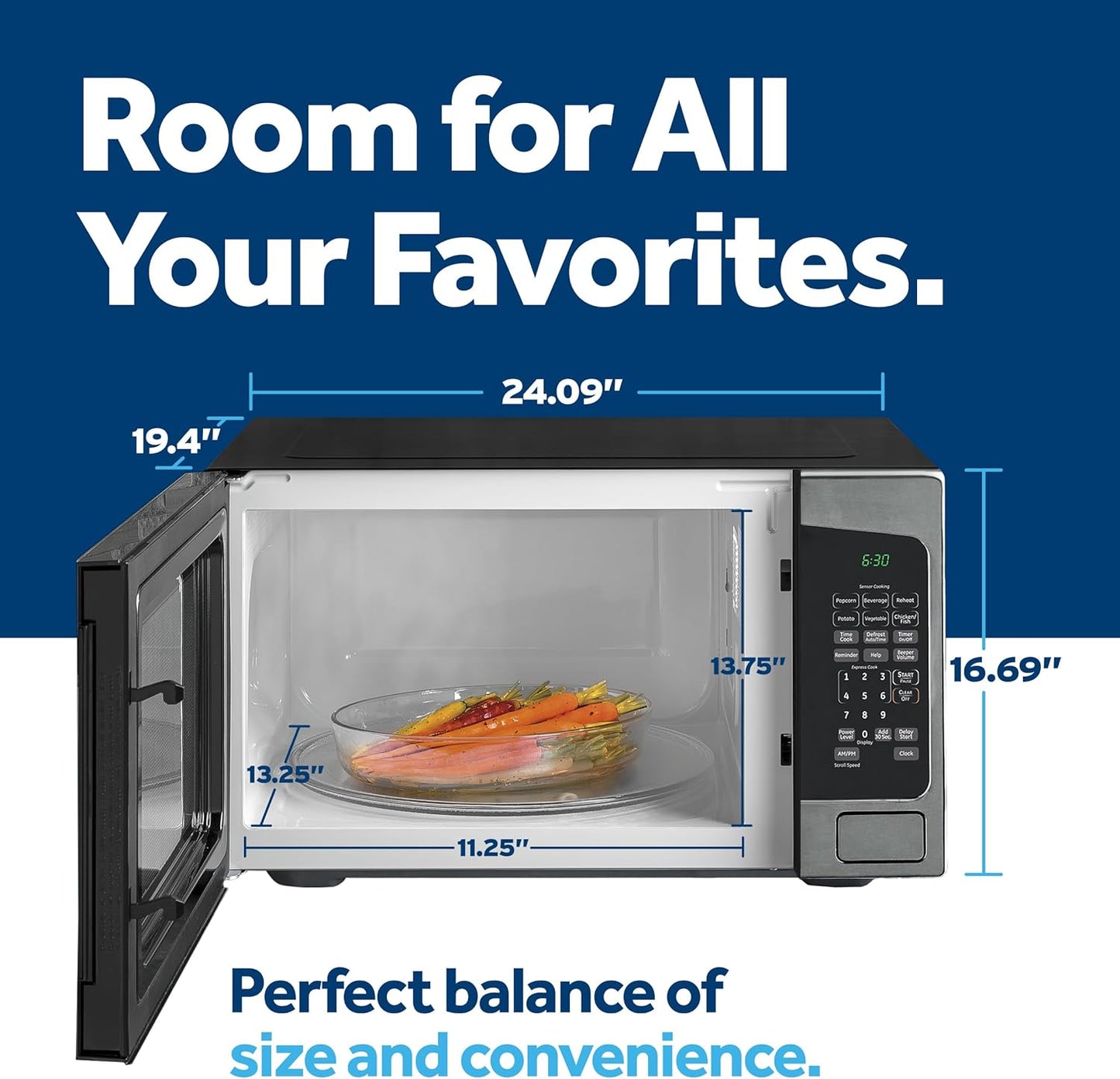 Dluxe Ave. GE Microwave Oven 1200-watt Capacity Cubic 8 Auto Cooking Settings Kitchen Essentials 2.0 Cu. Ft