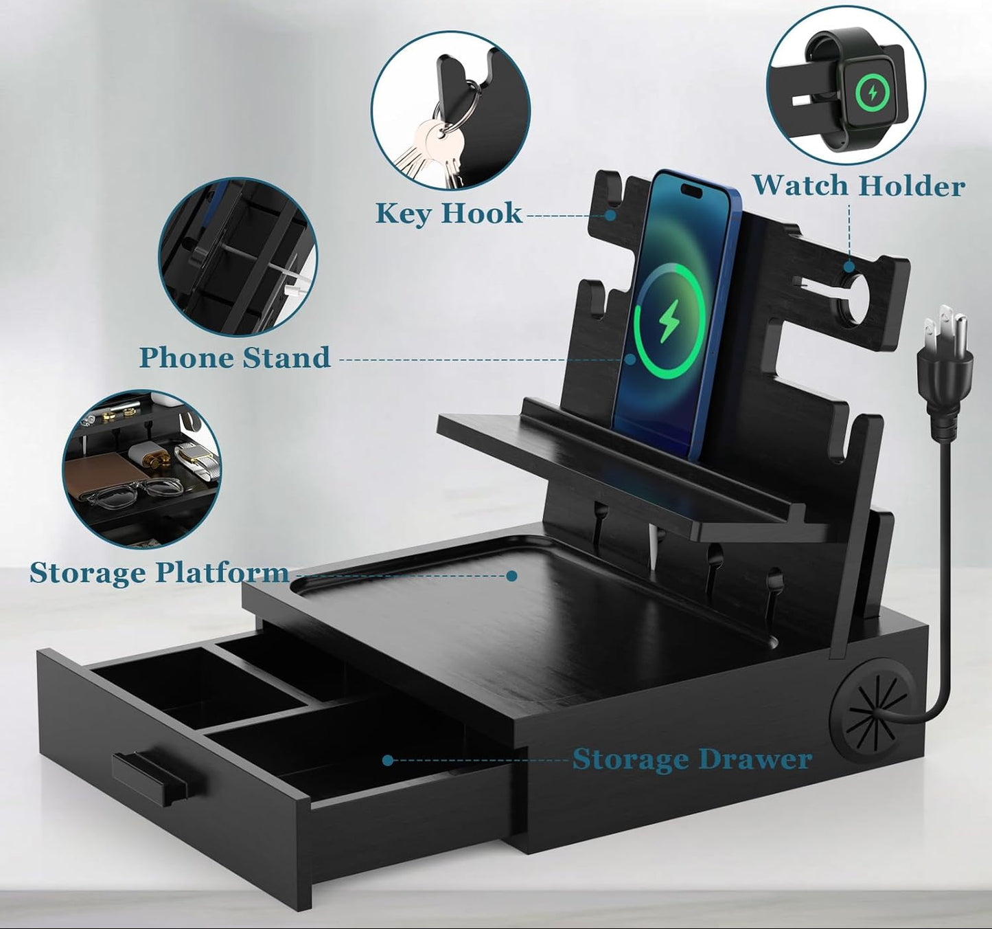 Dluxe Ave.  Men Bedside Nightstand Organizer