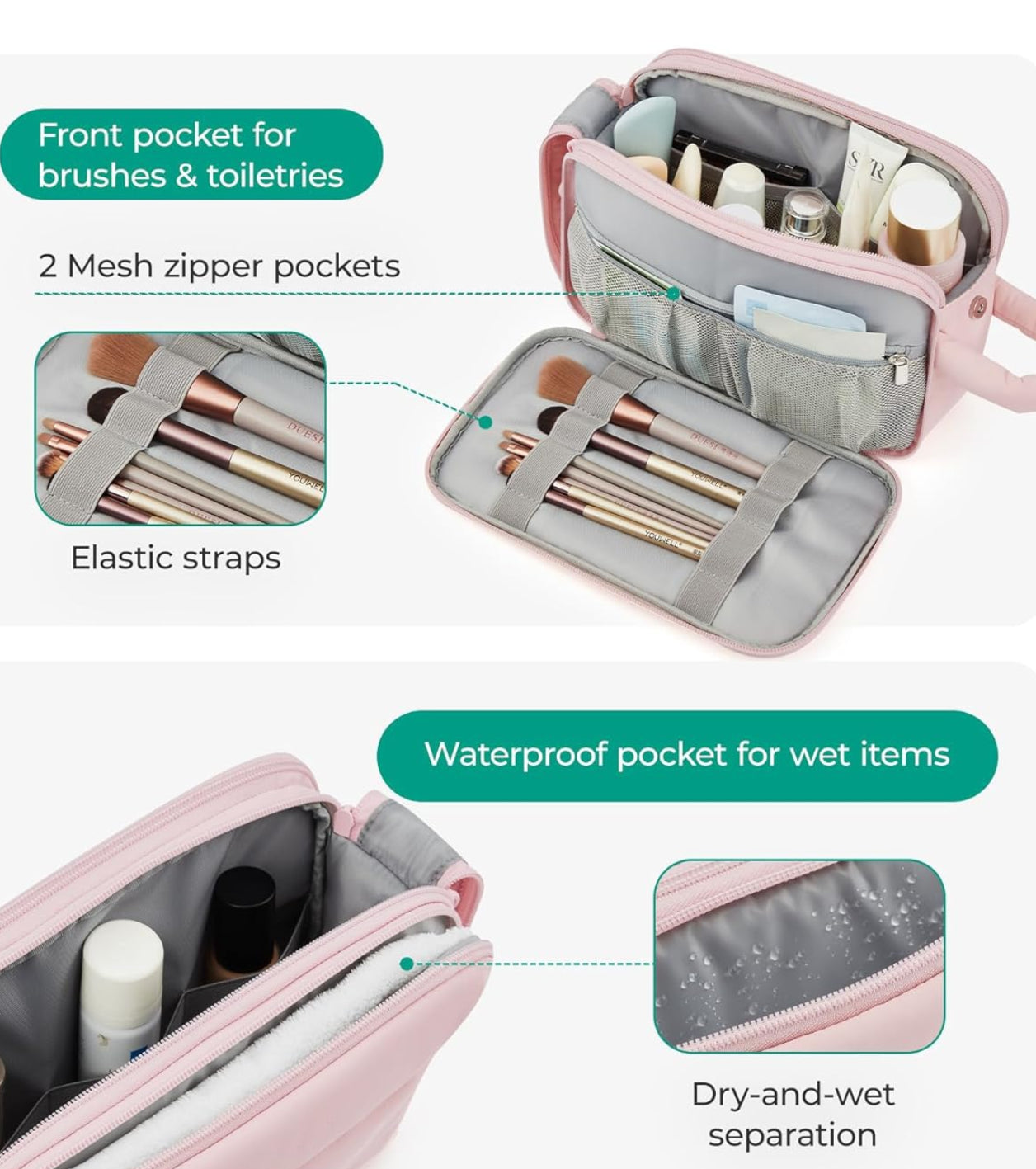 Dluxe Ave. Travel Toiletry and Cosmetic Bag Organizer/ Black