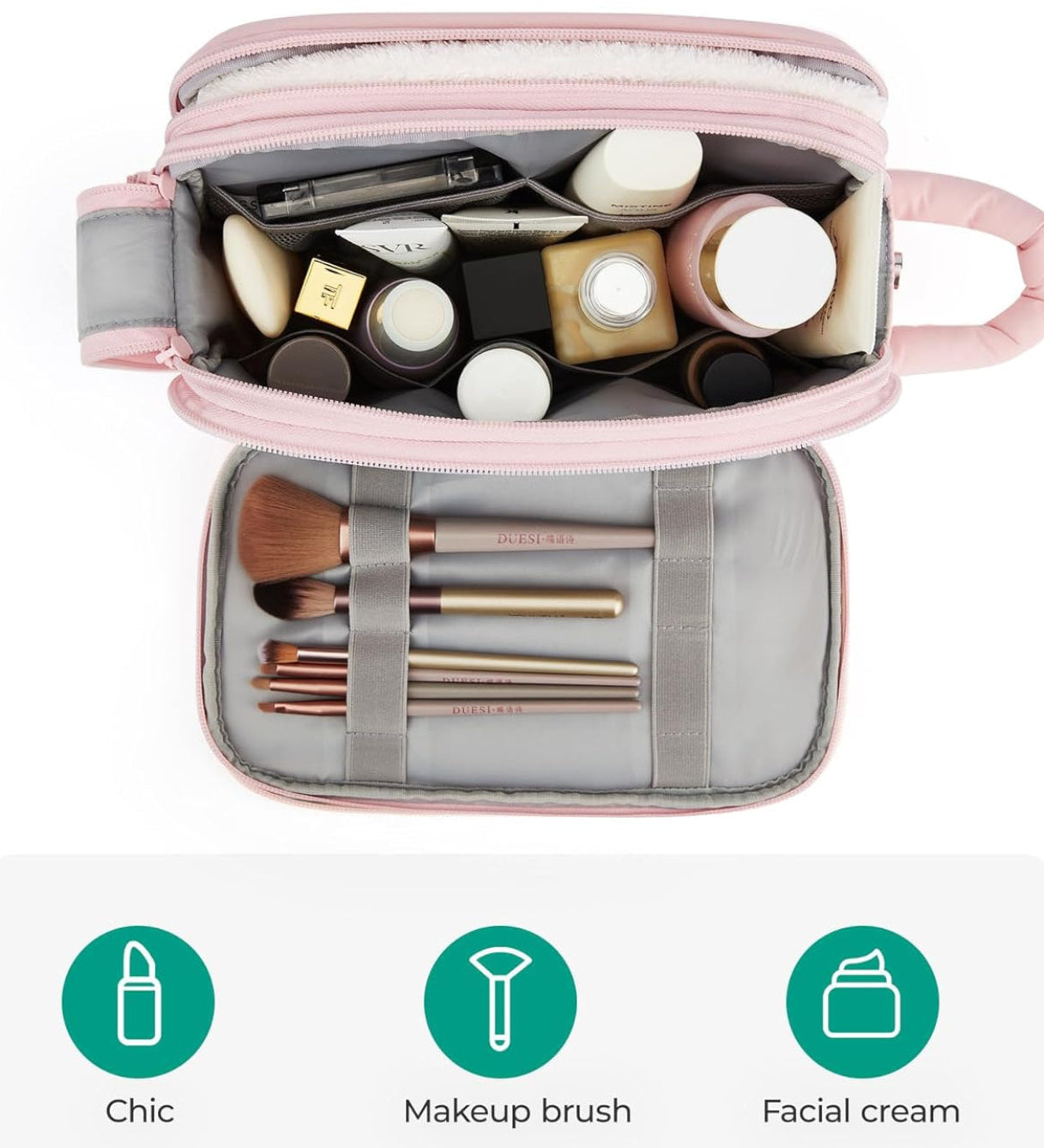 Dluxe Ave. Travel Toiletry and Cosmetic Bag Organizer/ Black