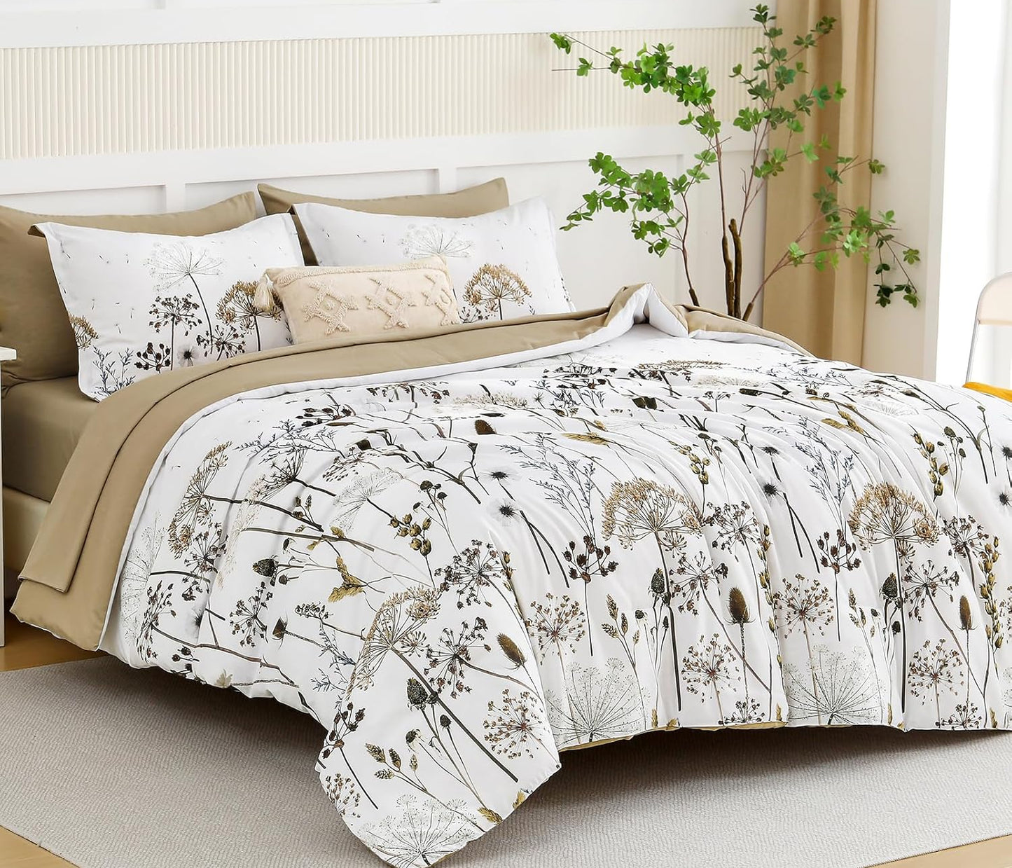 Dluxe Ave. (QUEEN) Comforter Set 7 Piece for All Season/ Floral