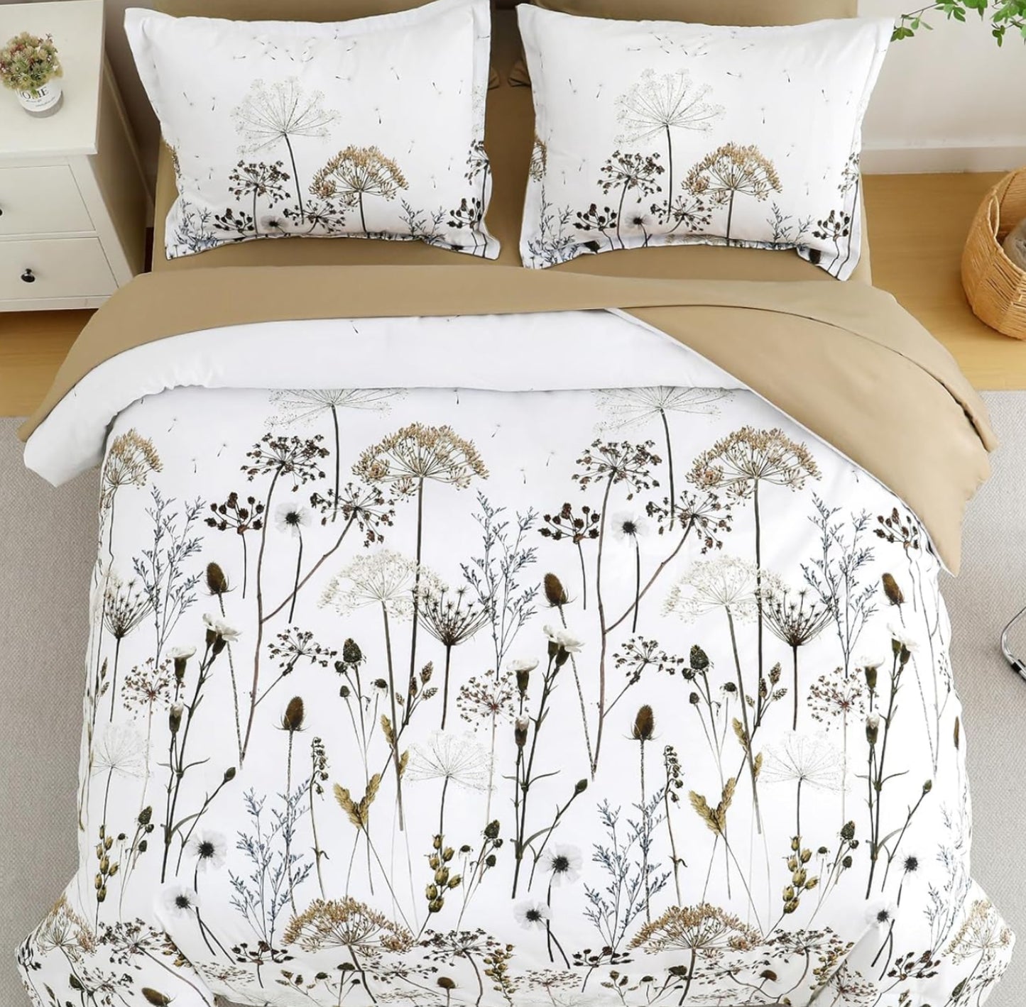 Dluxe Ave. (QUEEN) Comforter Set 7 Piece for All Season/ Floral