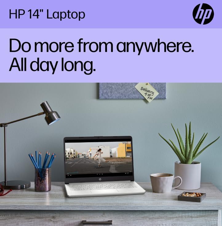 Dluxe Ave. HP 2024 Stream 14 inch Laptop Silver Laptop 16GB RAM + 128GB Win 11 S